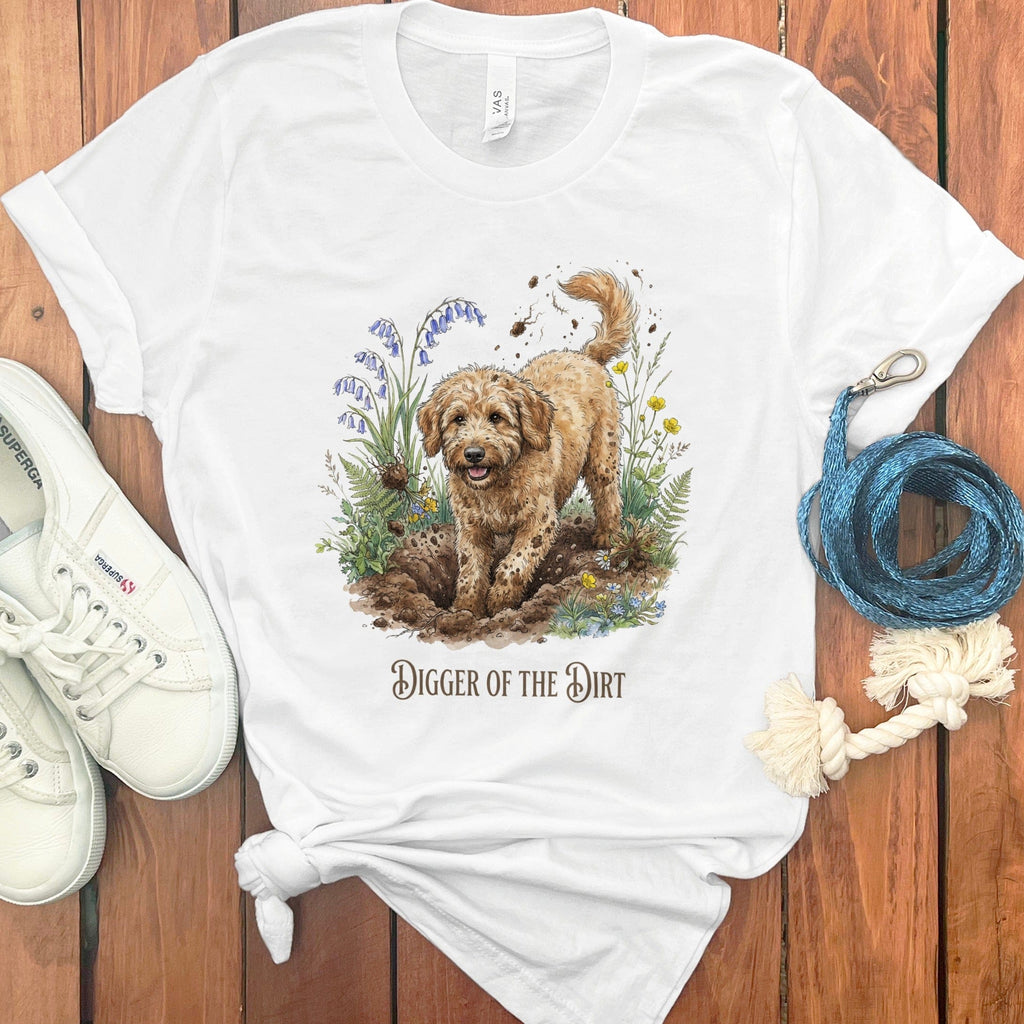Apricot Doodle Dirt T-Shirt in White / S by Puppy Jo