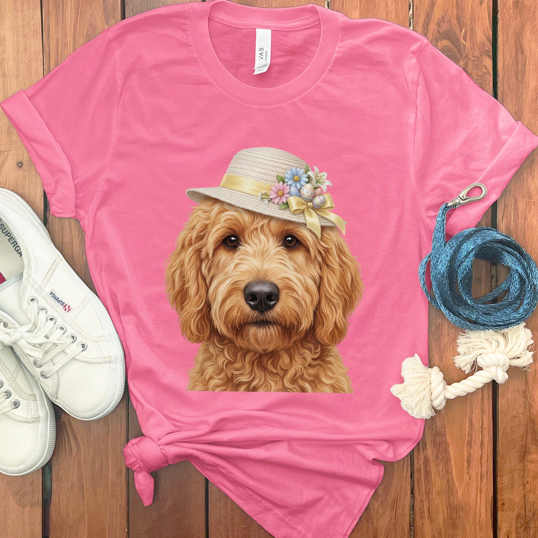 Apricot Doodle Easter T-Shirt in Charity Pink / M by Puppy Jo