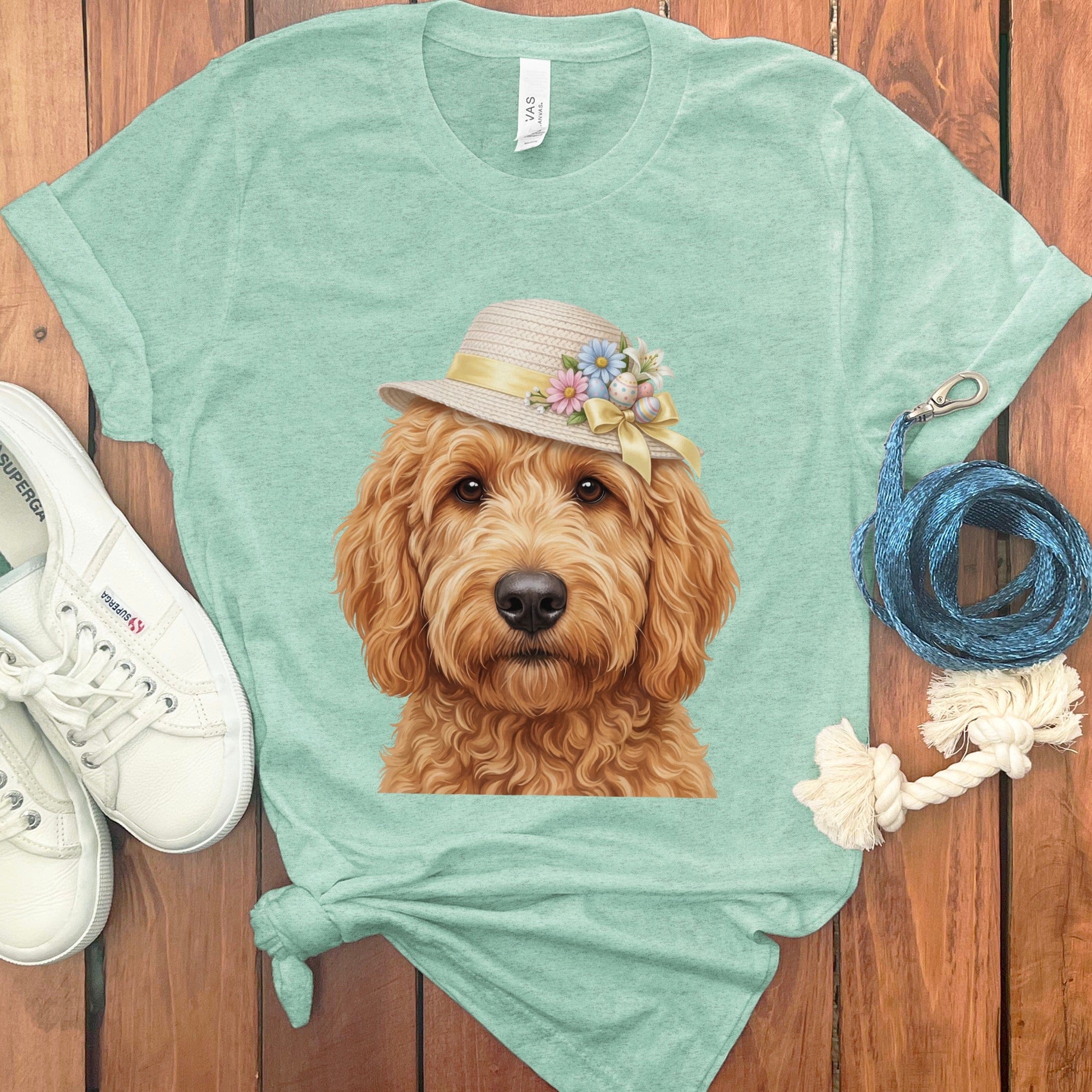 Apricot Doodle Easter T-Shirt in Heather Mint / M by Puppy Jo