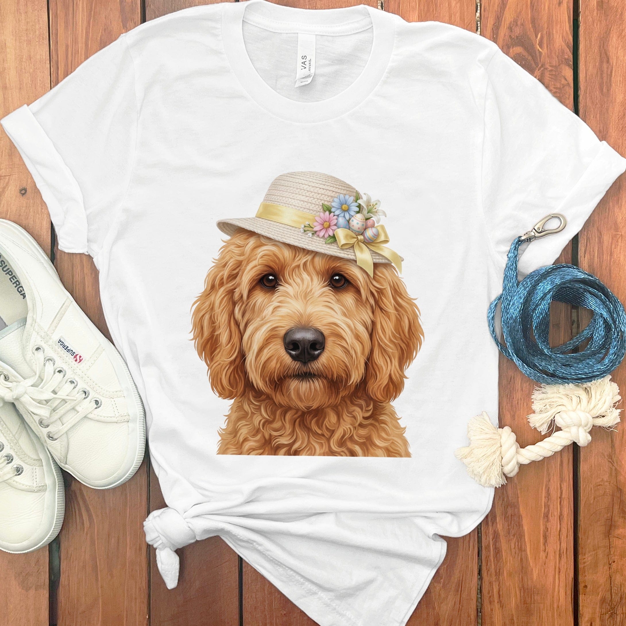 Apricot Doodle Easter T-Shirt in White / M by Puppy Jo