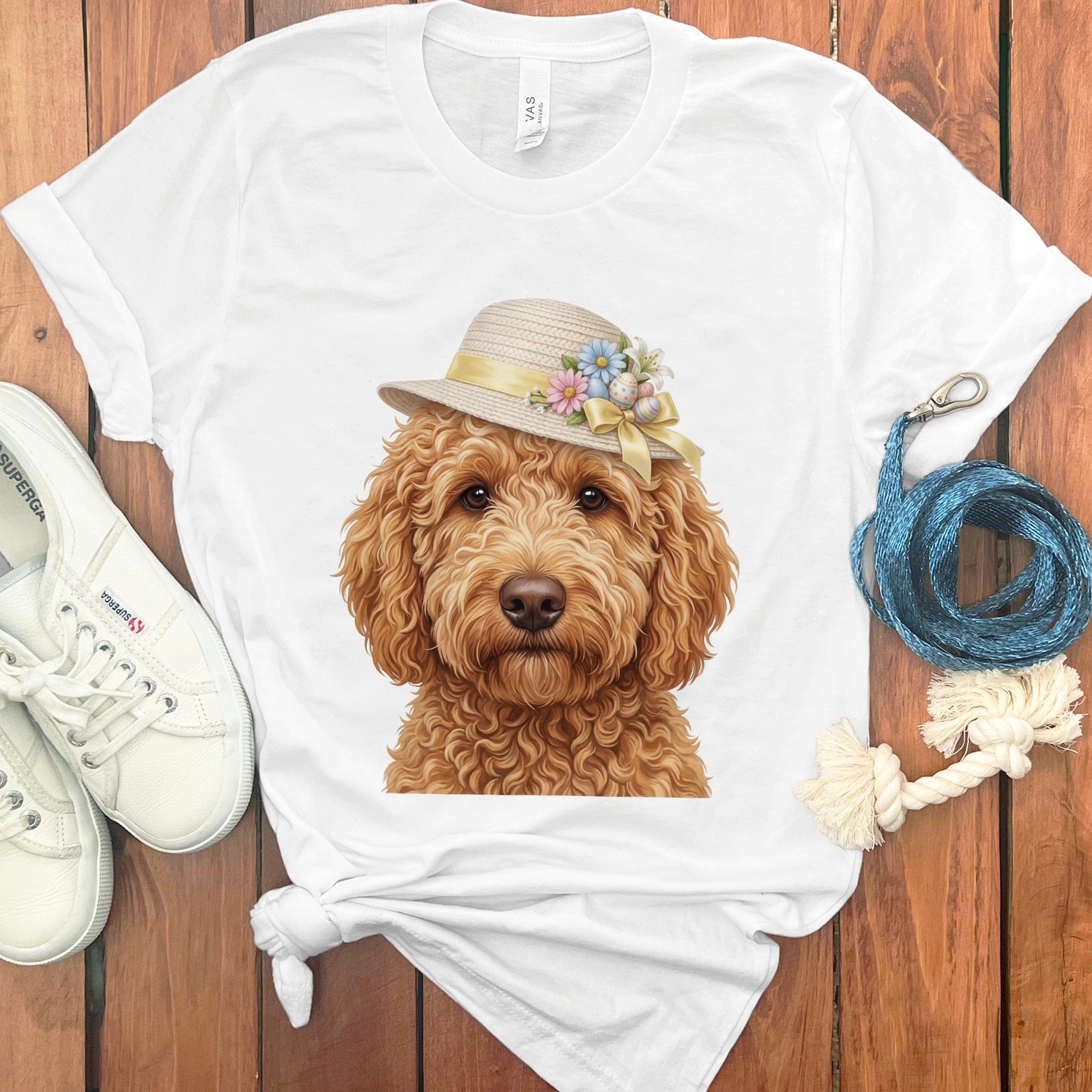 Apricot Doodle Easter T-Shirt in White / M by Puppy Jo