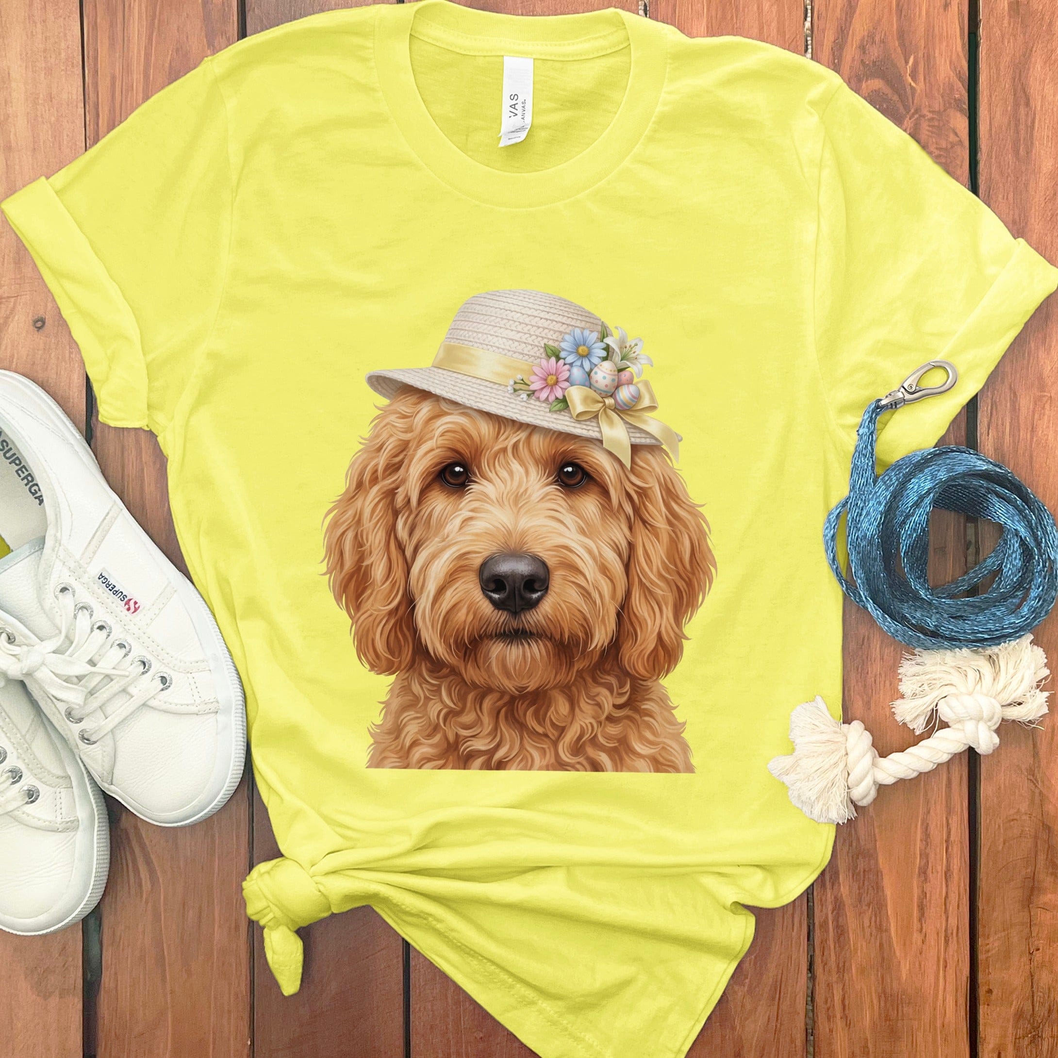 Apricot Doodle Easter T-Shirt in Yellow / M by Puppy Jo