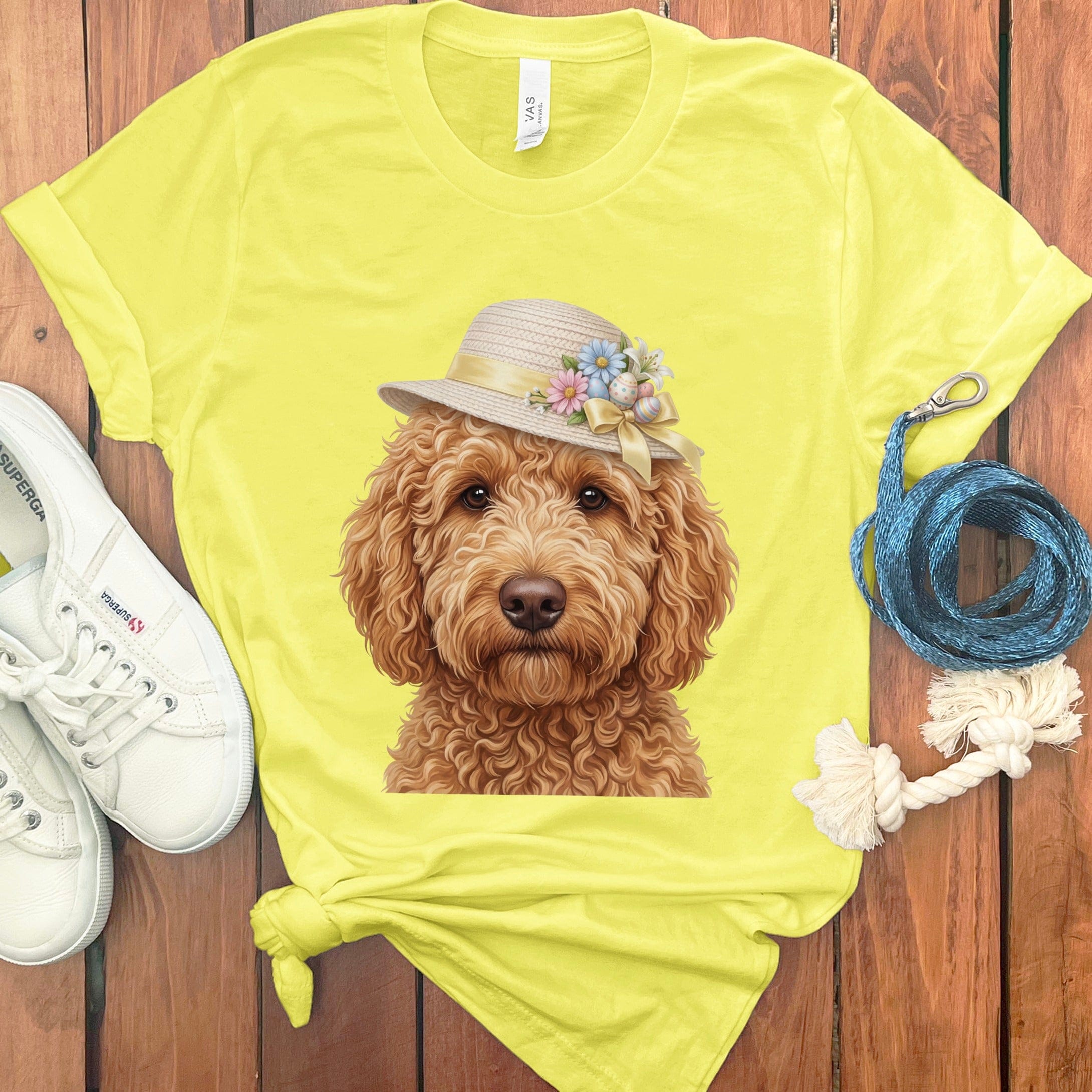 Apricot Doodle Easter T-Shirt in Yellow / M by Puppy Jo