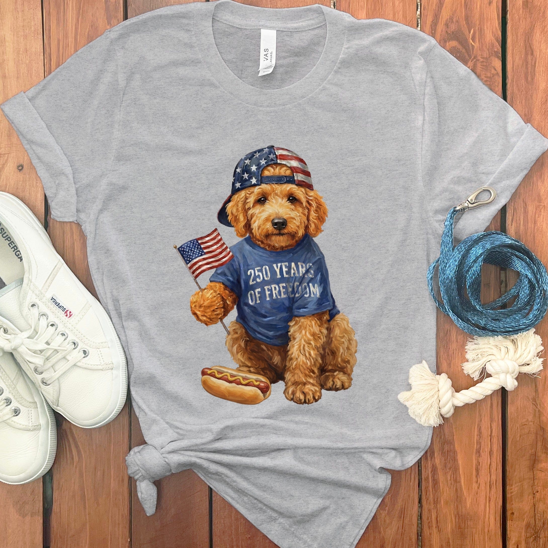 Apricot Doodle Freedom T-Shirt in Athletic Heather / S by Puppy Jo