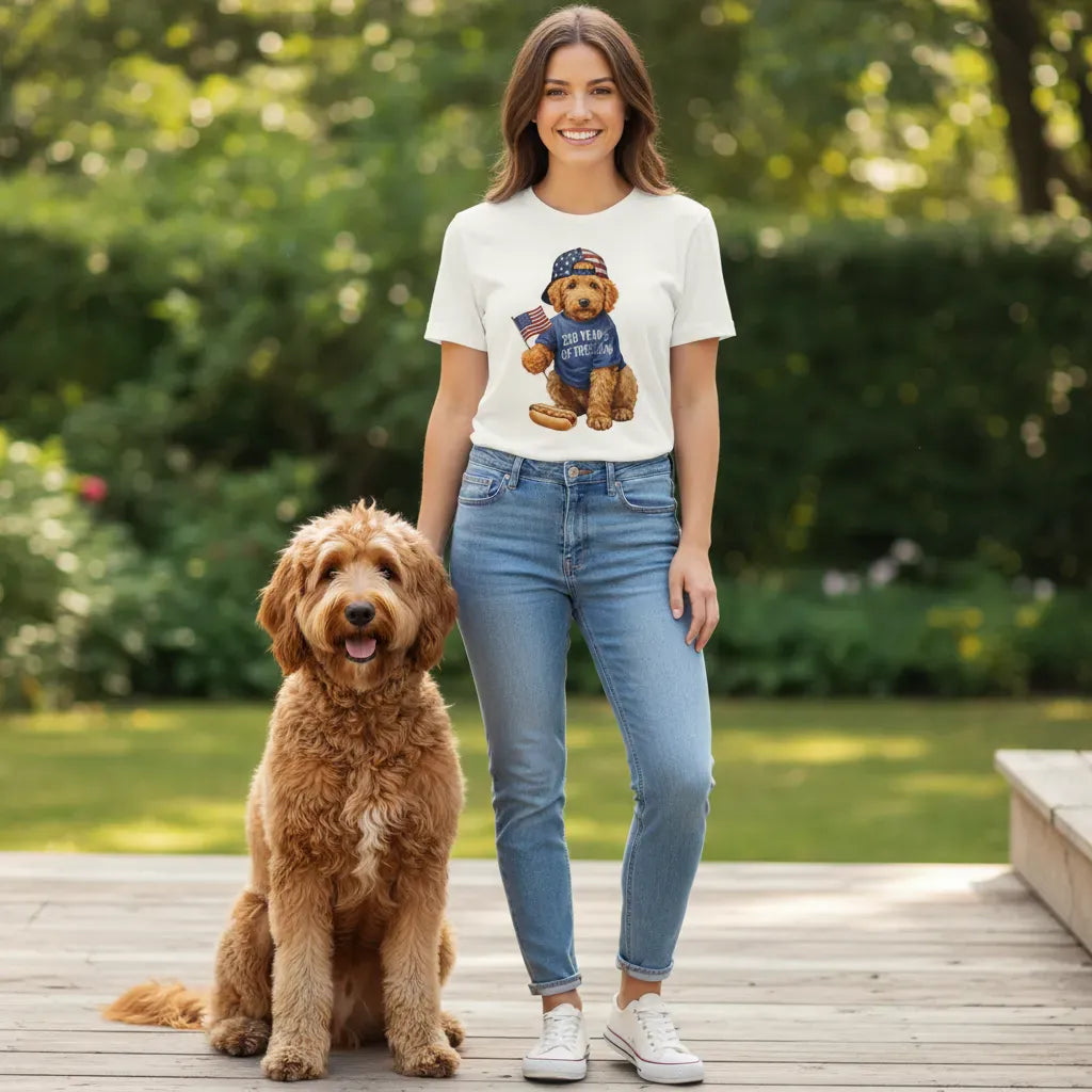 Apricot Doodle Freedom T-Shirt in by Puppy Jo