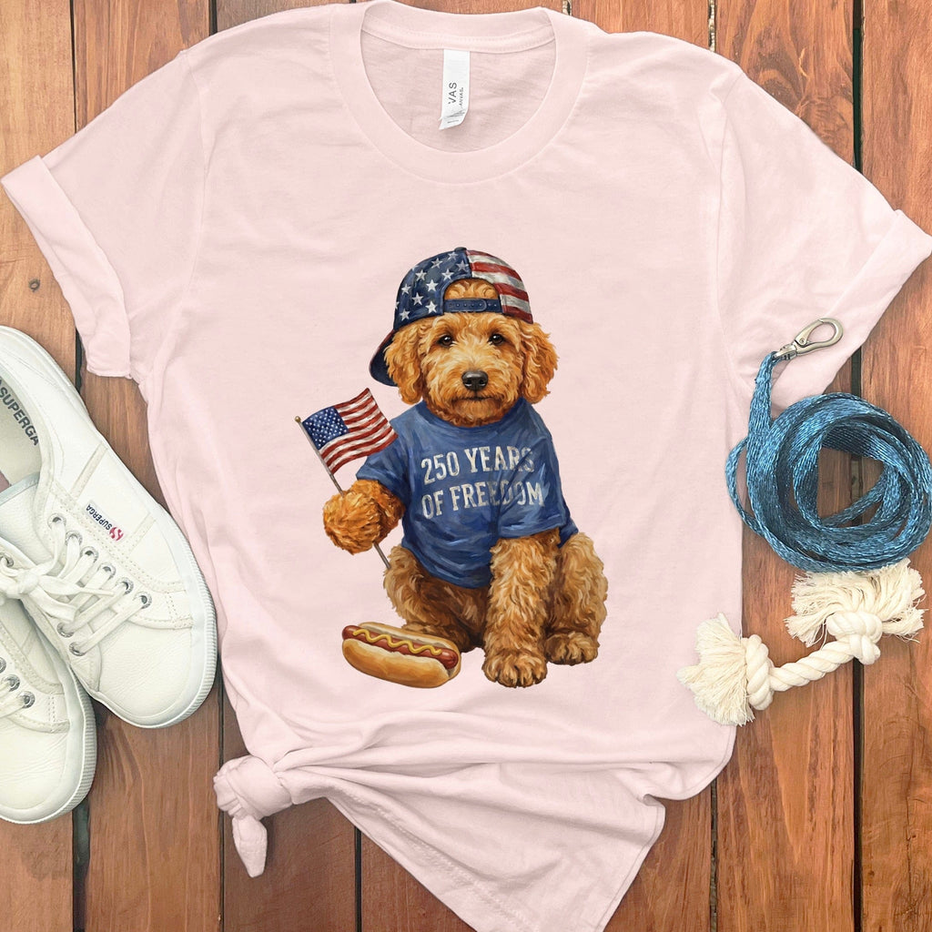 Apricot Doodle Freedom T-Shirt in Soft Pink / S by Puppy Jo