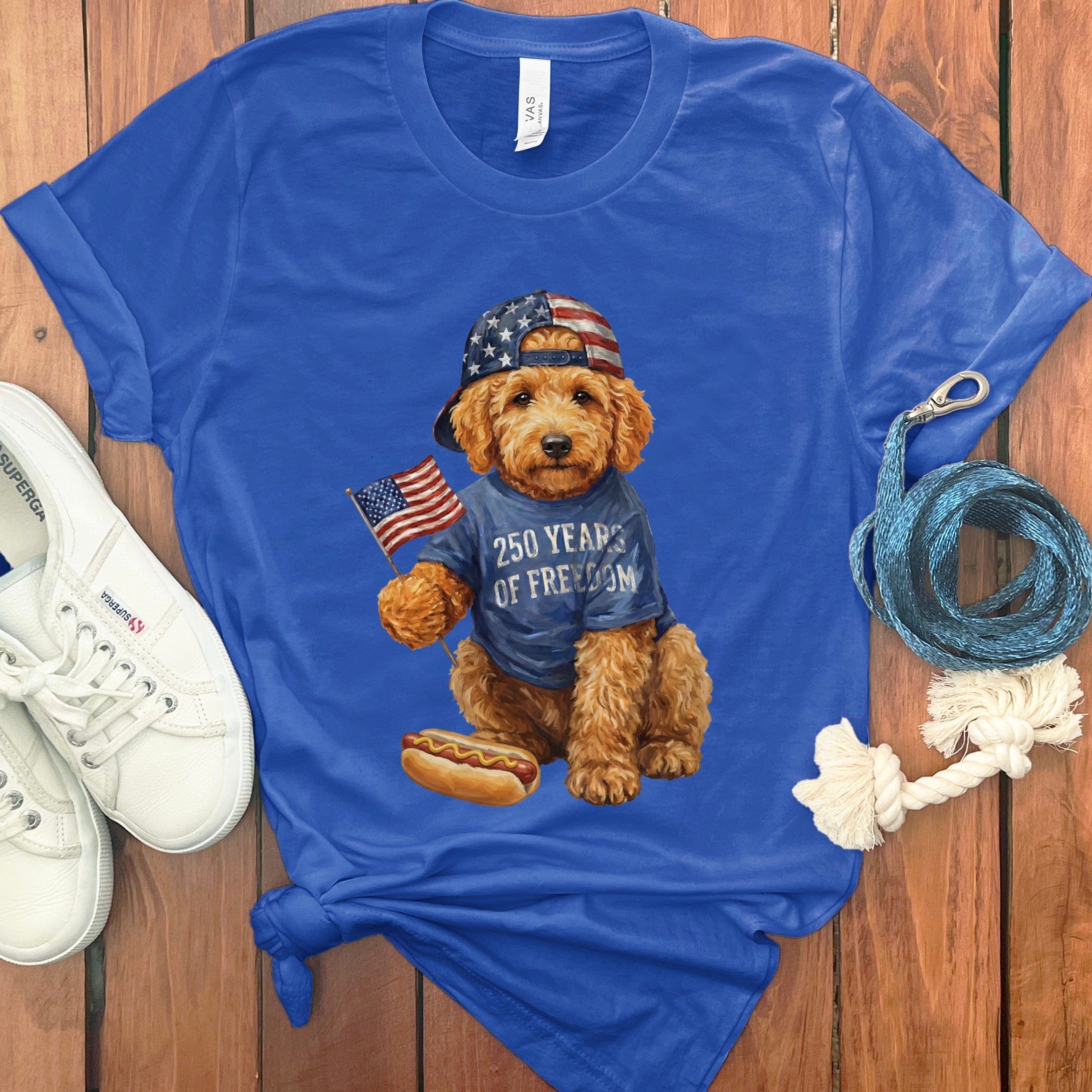 Apricot Doodle Freedom T-Shirt in True Royal / S by Puppy Jo