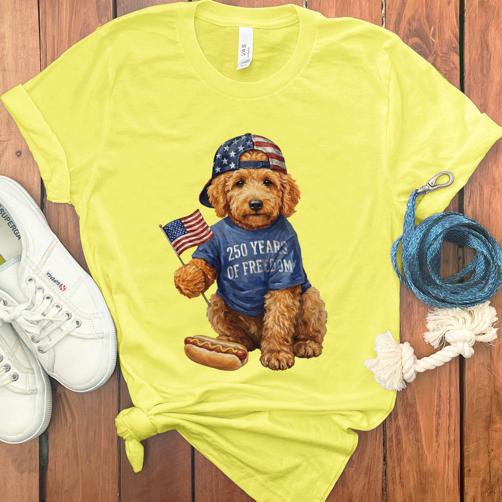 Apricot Doodle Freedom T-Shirt in Yellow / S by Puppy Jo