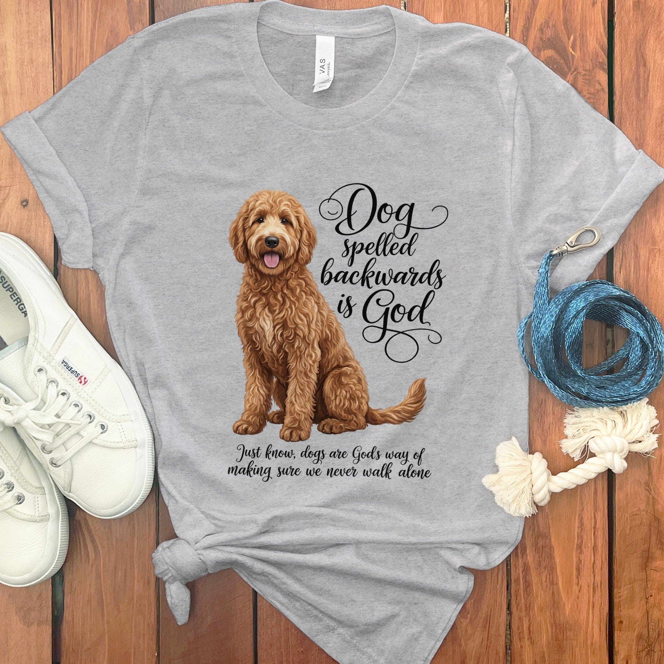 Apricot Doodle God T-Shirt in Athletic Heather / S by Puppy Jo