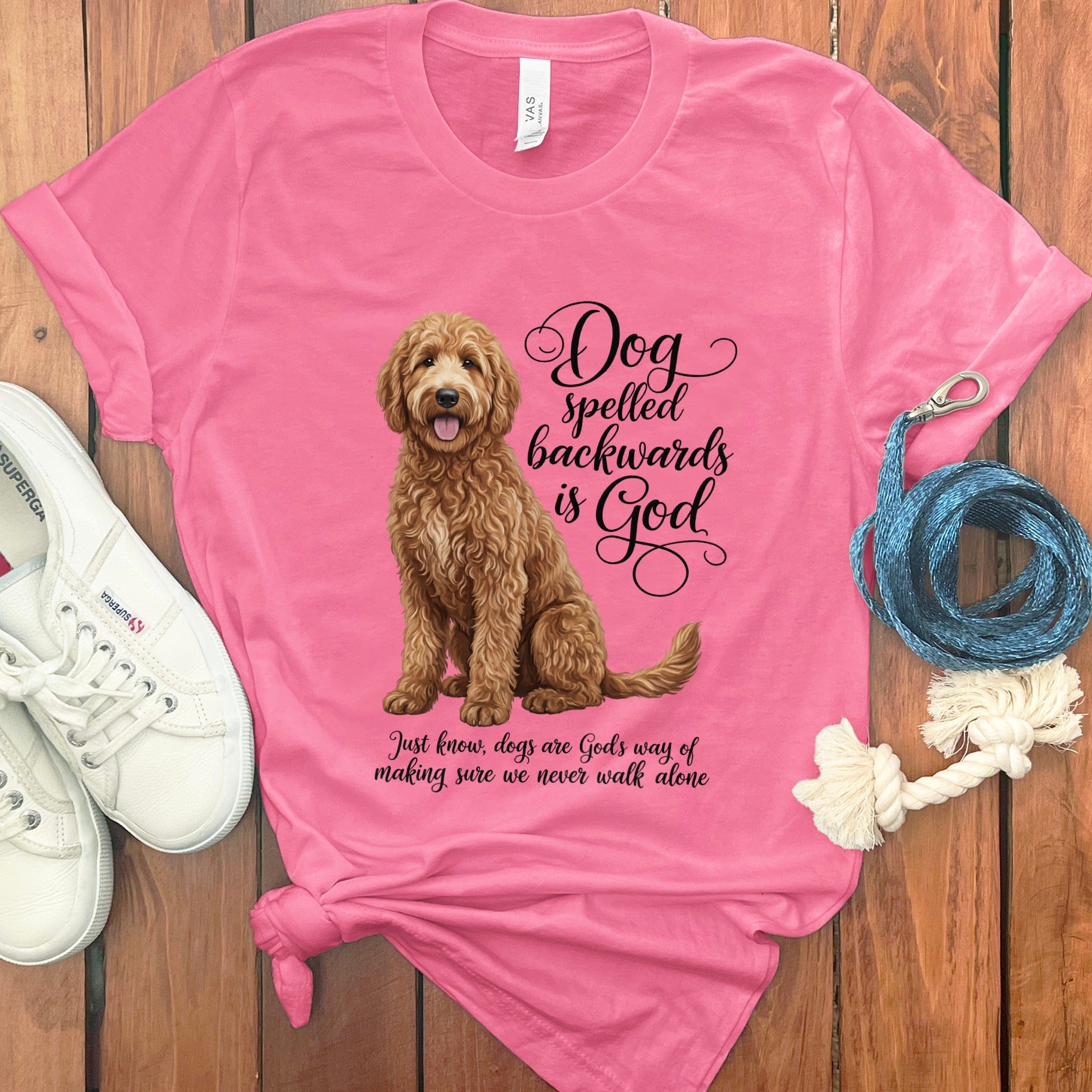 Apricot Doodle God T-Shirt in Charity Pink / S by Puppy Jo