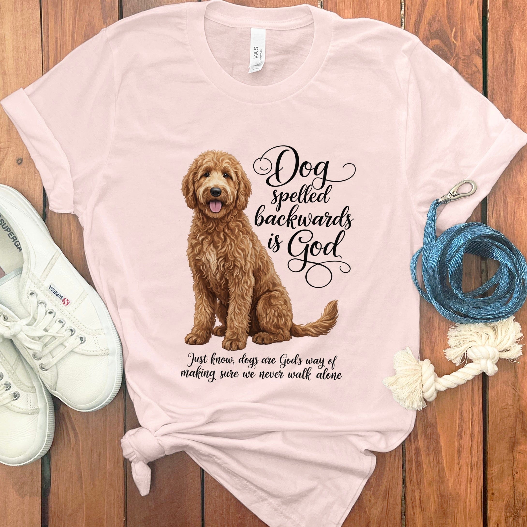 Apricot Doodle God T-Shirt in Soft Pink / S by Puppy Jo