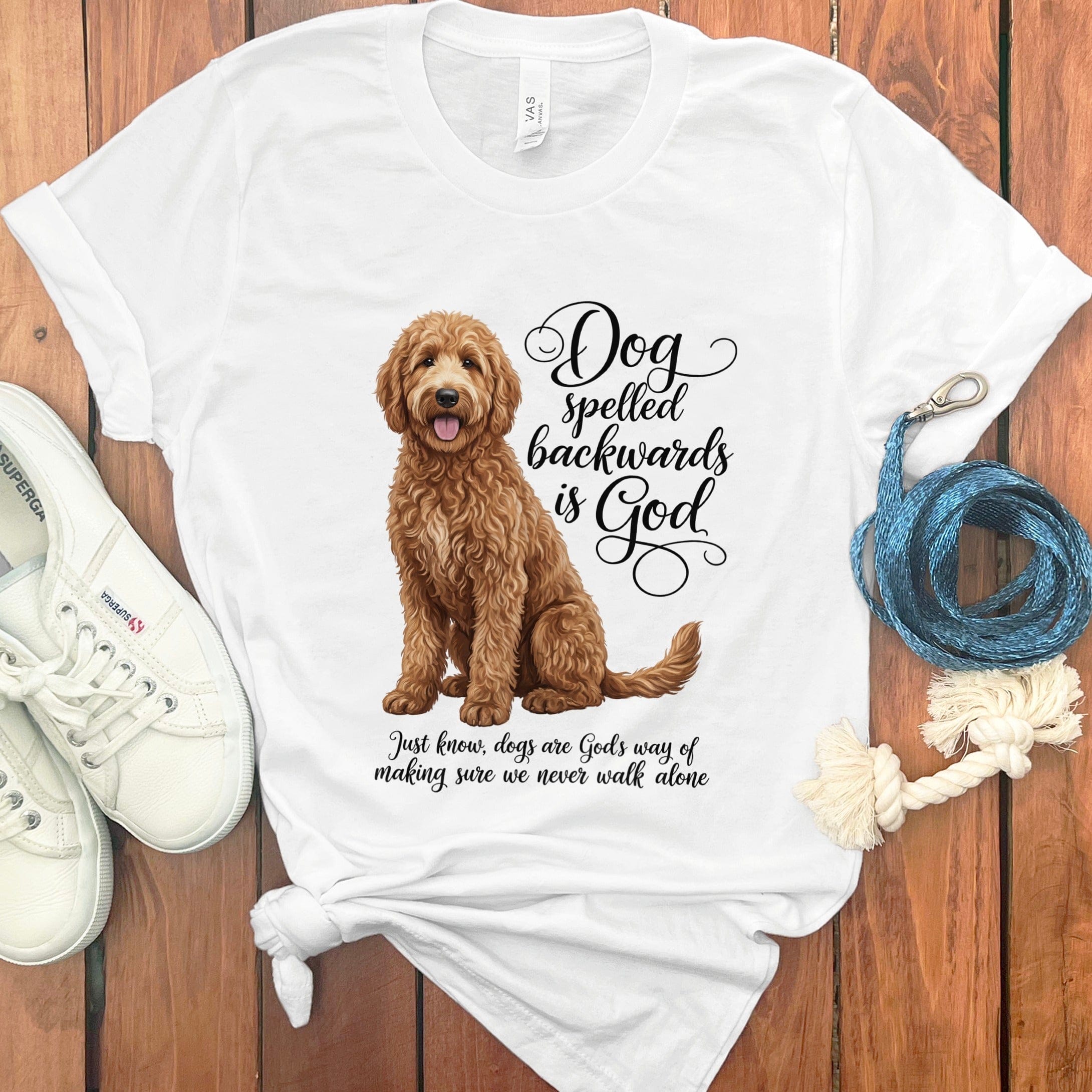 Apricot Doodle God T-Shirt in White / S by Puppy Jo