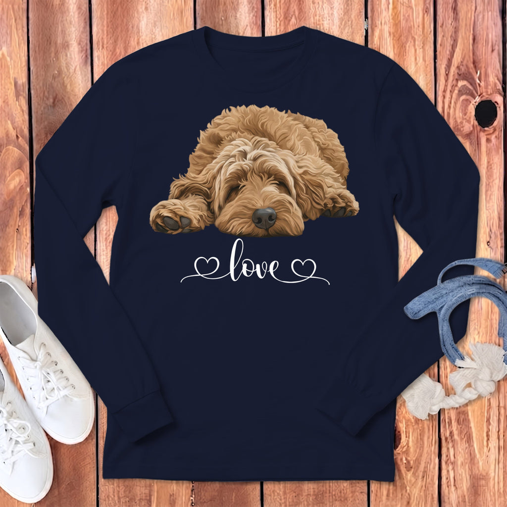 Apricot Doodle Heart Long Sleeve T-Shirt in Navy / S by Puppy Jo