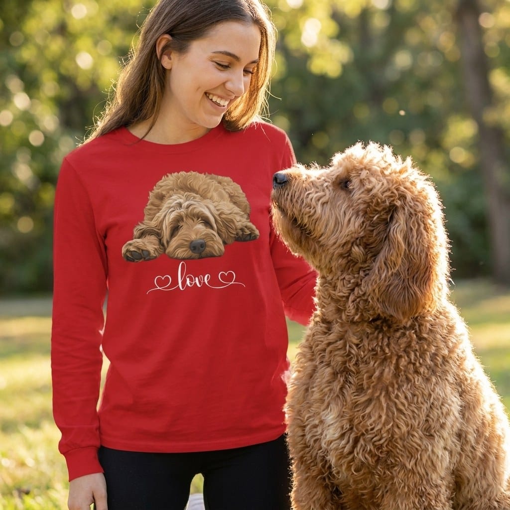 Apricot Doodle Heart Long Sleeve T-Shirt in by Puppy Jo