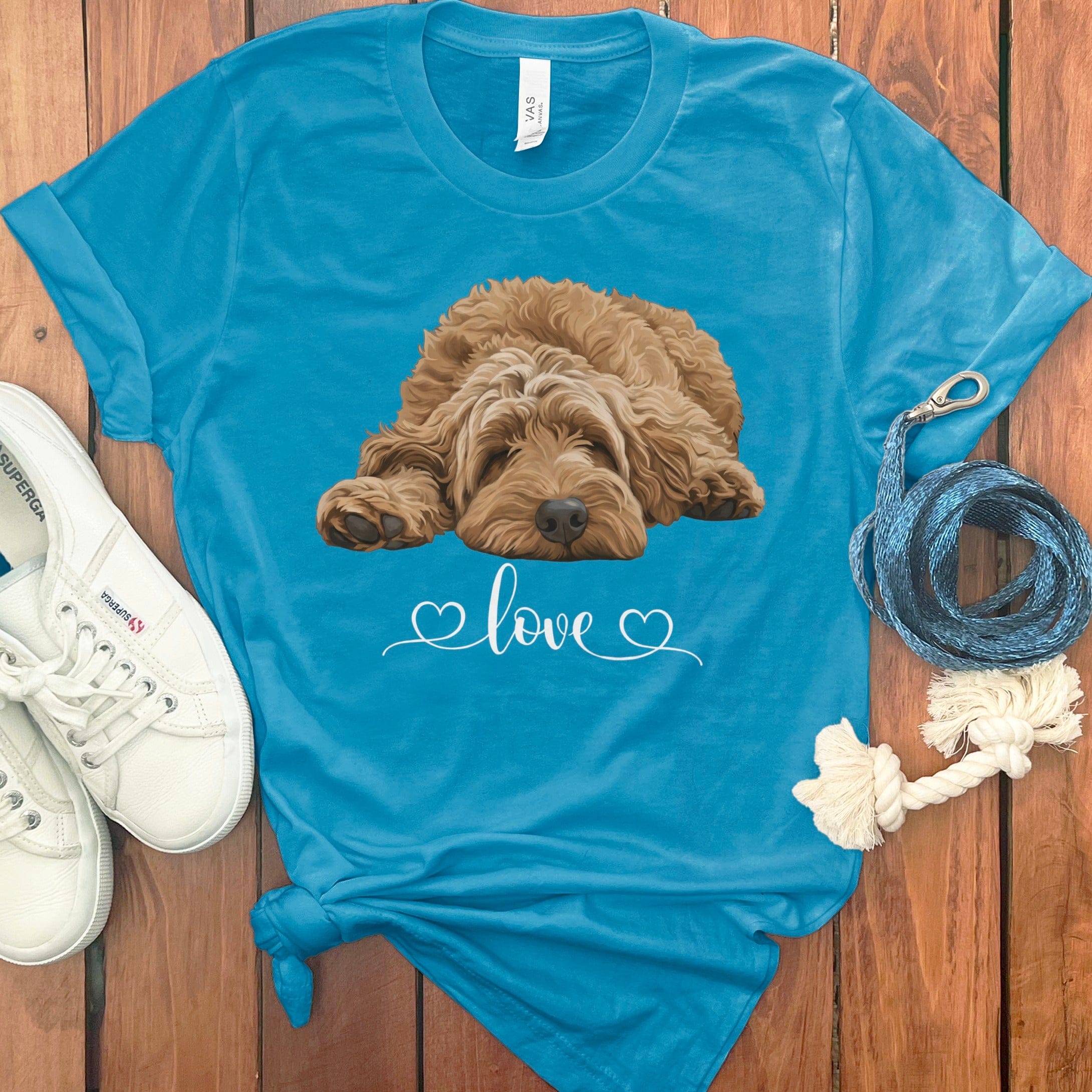 Apricot Doodle Heart T-Shirt in Aqua / M by Puppy Jo