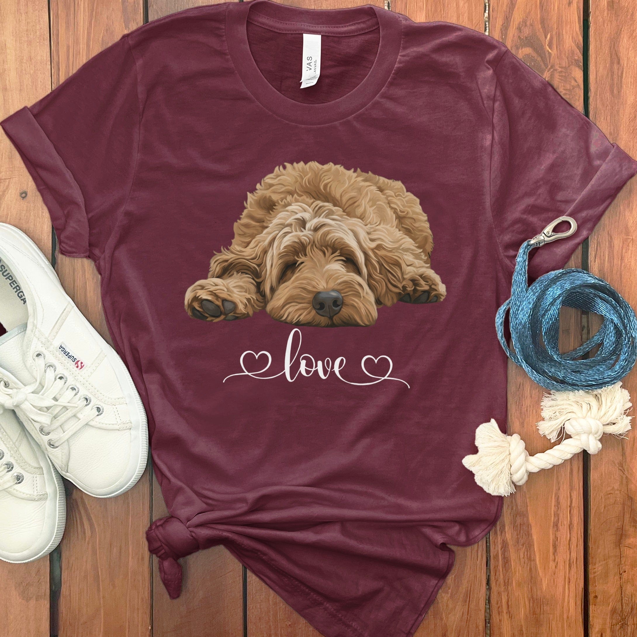 Apricot Doodle Heart T-Shirt in Maroon / M by Puppy Jo