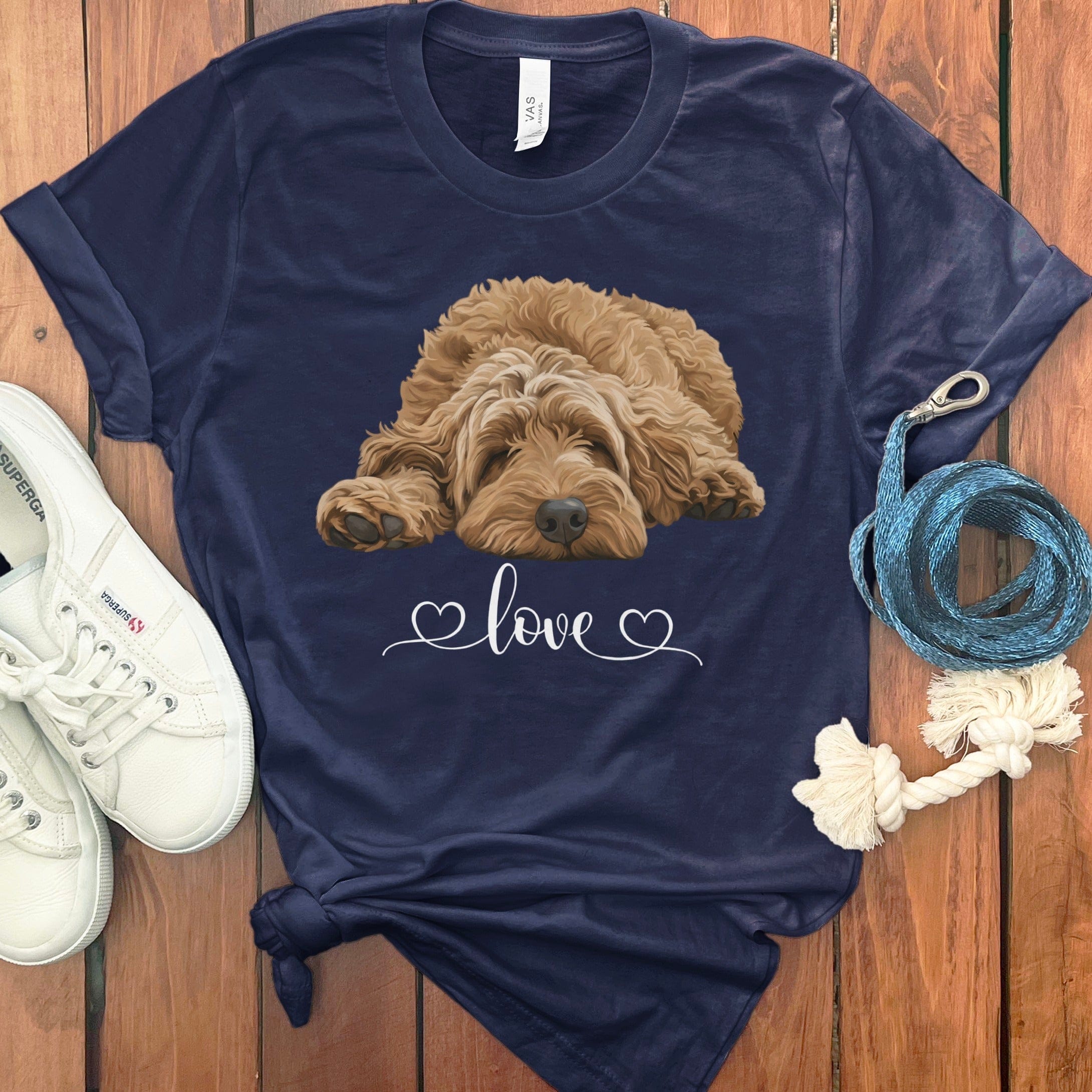Apricot Doodle Heart T-Shirt in Navy / M by Puppy Jo