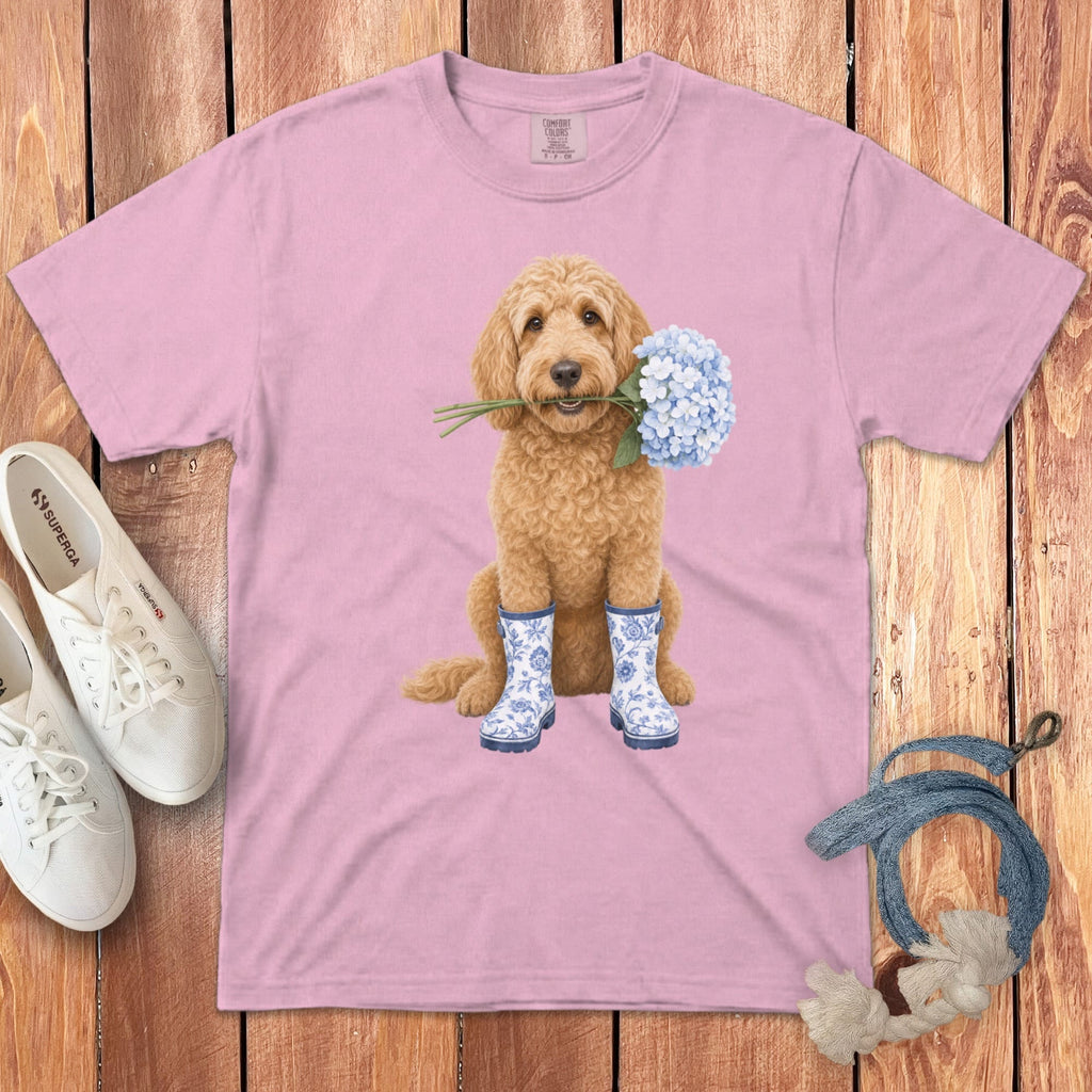 Apricot Doodle Hydrangea Signature T-Shirt in S / Blossom by Puppy Jo