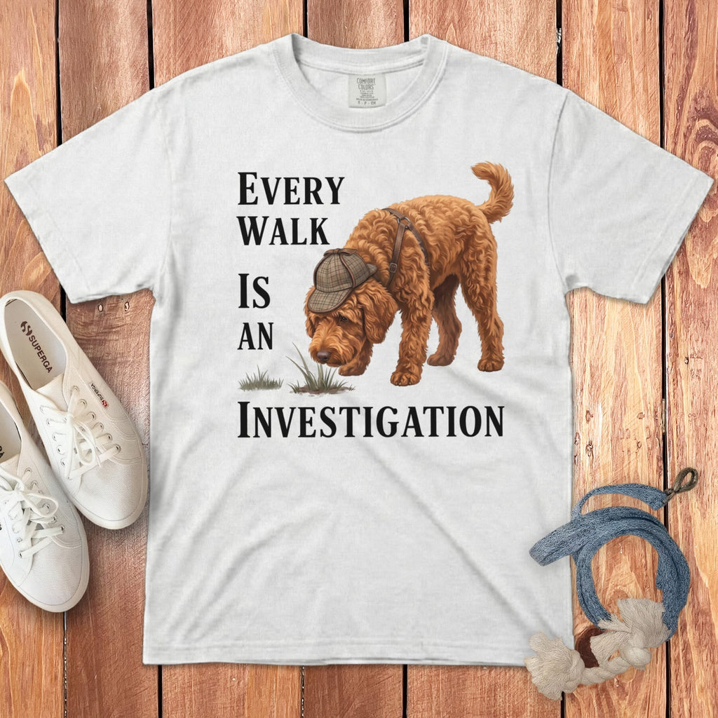 Apricot Doodle Investigation Signature T-Shirt in White / M by Puppy Jo