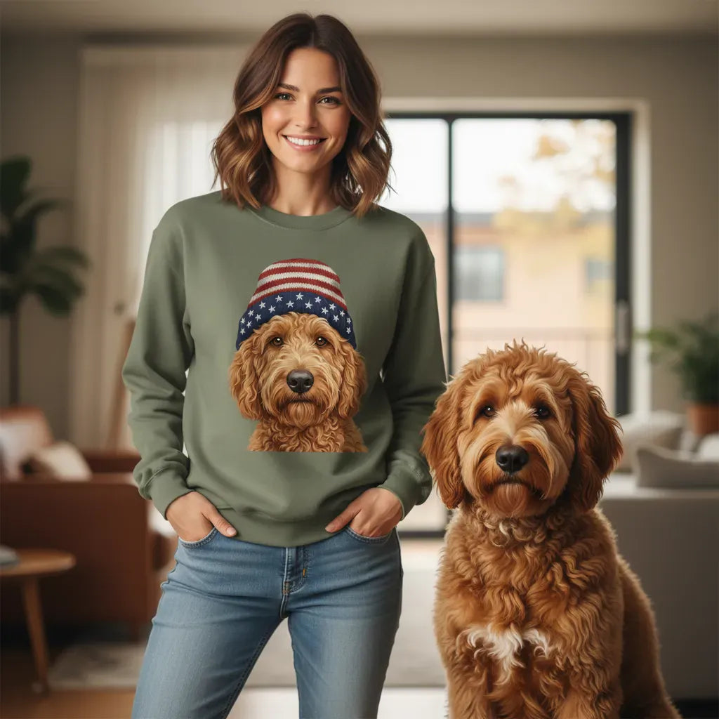Apricot Doodle Patriotic Cap Sweatshirt in by Puppy Jo