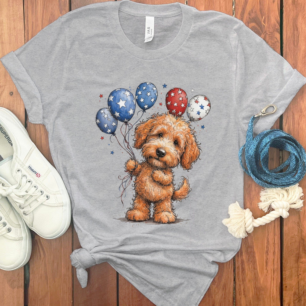 Apricot Doodle Patriotic T-Shirt in Athletic Heather / S by Puppy Jo
