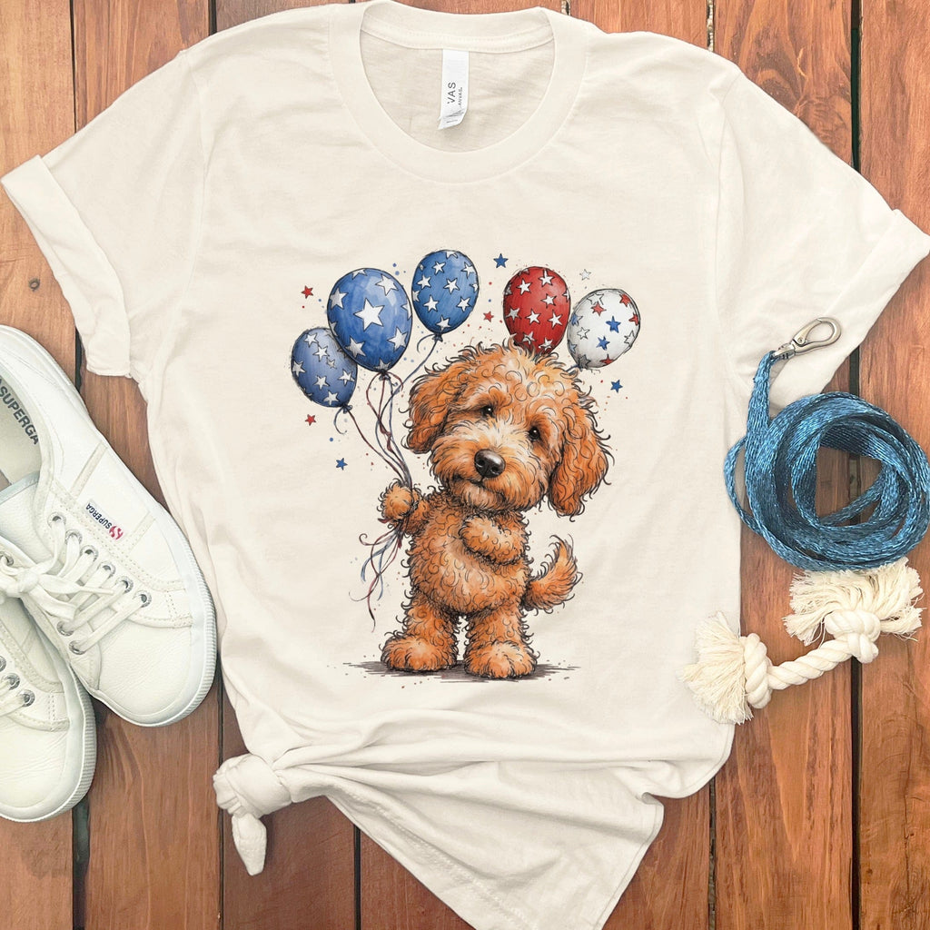 Apricot Doodle Patriotic T-Shirt in Natural / S by Puppy Jo