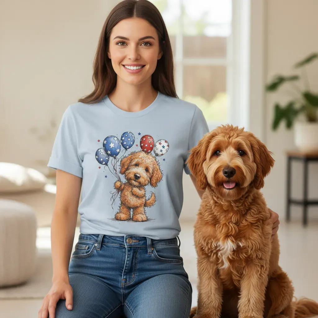 Apricot Doodle Patriotic T-Shirt in by Puppy Jo