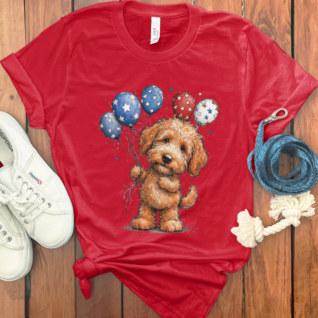 Apricot Doodle Patriotic T-Shirt in Red / S by Puppy Jo
