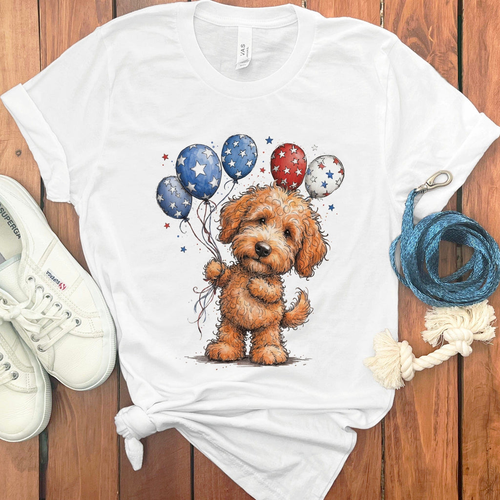 Apricot Doodle Patriotic T-Shirt in White / S by Puppy Jo