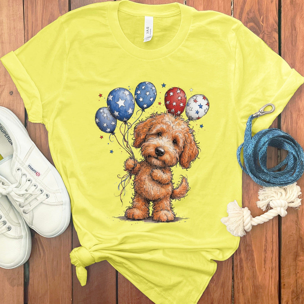 Apricot Doodle Patriotic T-Shirt in Yellow / S by Puppy Jo