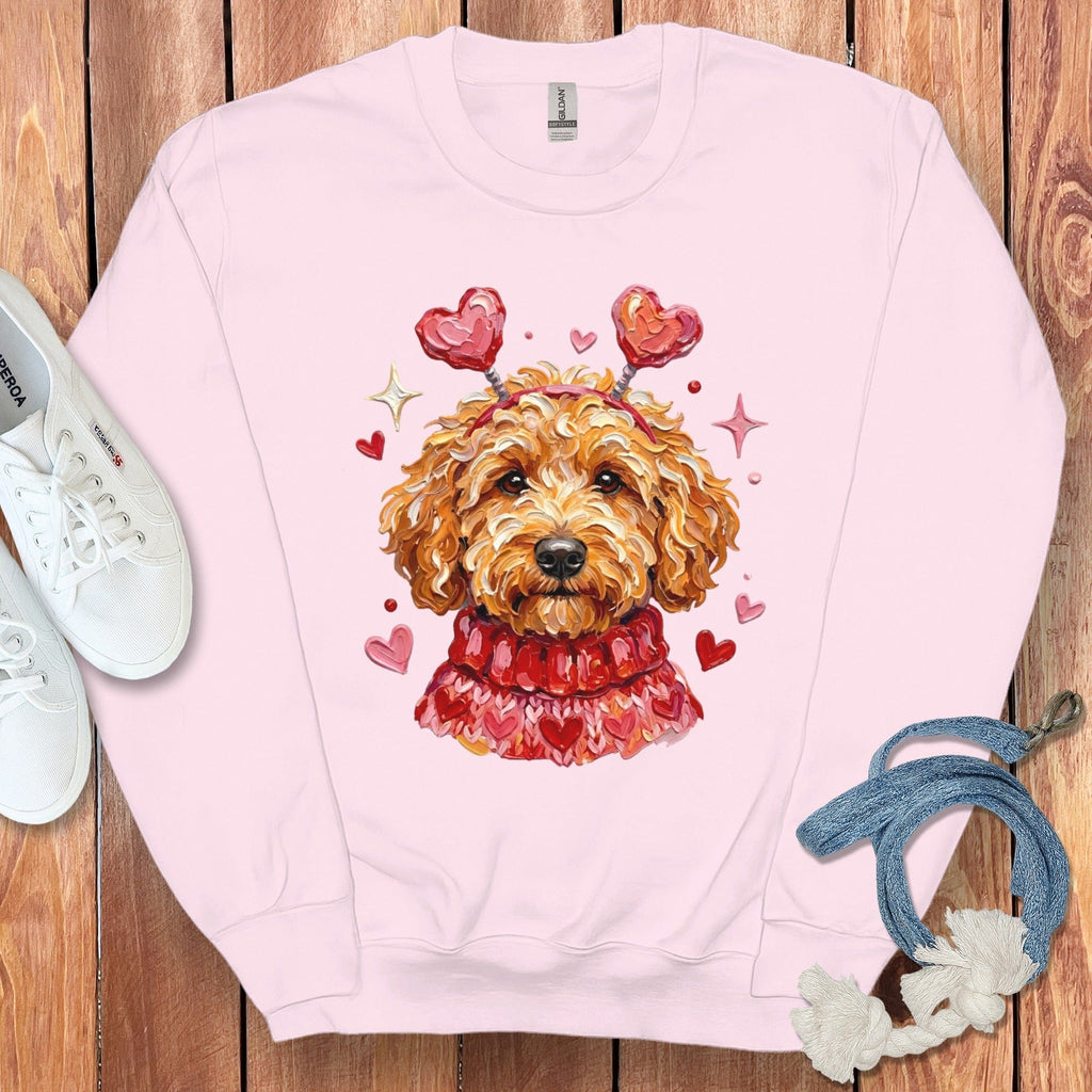 Apricot Doodle Valentine Sweatshirt in Light Pink / S by Puppy Jo