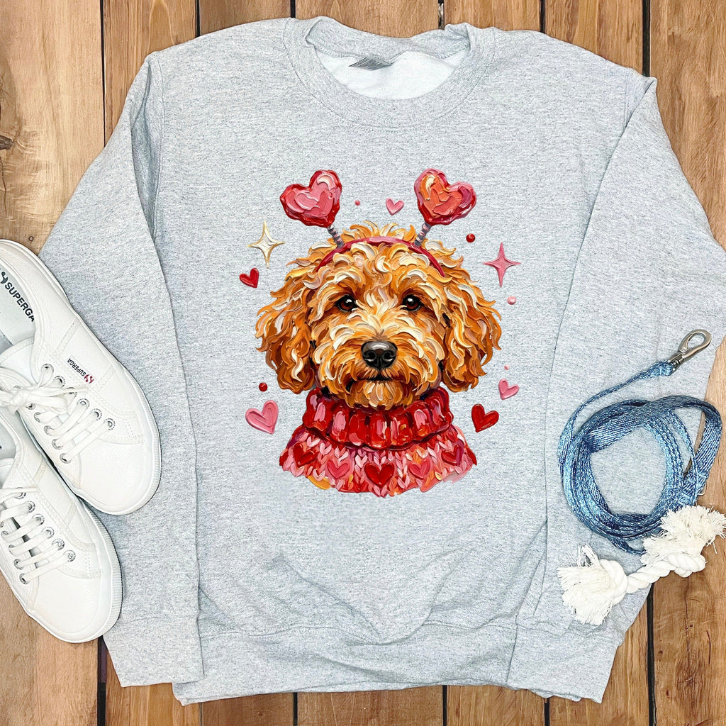 Apricot Doodle Valentine Sweatshirt in Sport Grey / S by Puppy Jo