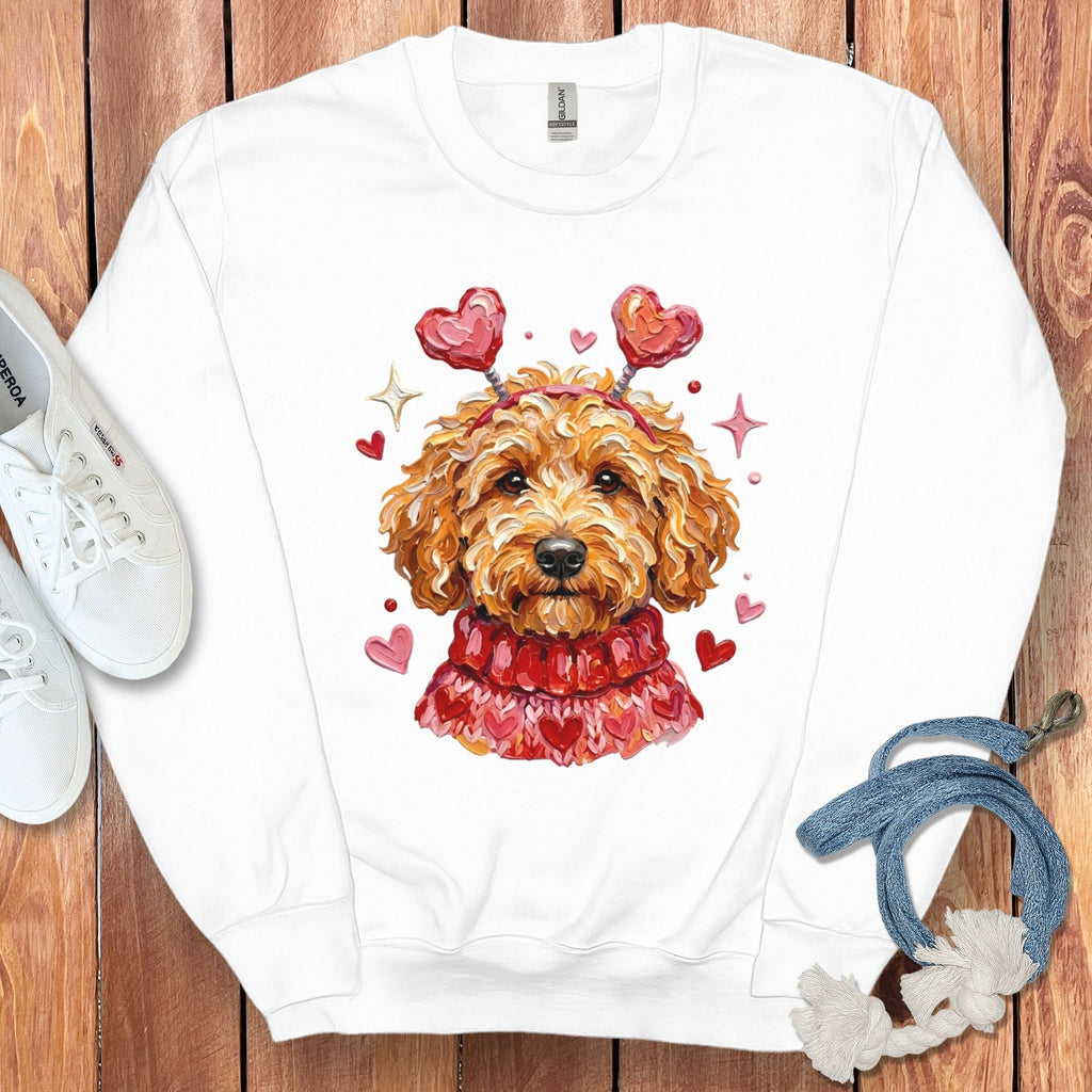 Apricot Doodle Valentine Sweatshirt in White / S by Puppy Jo