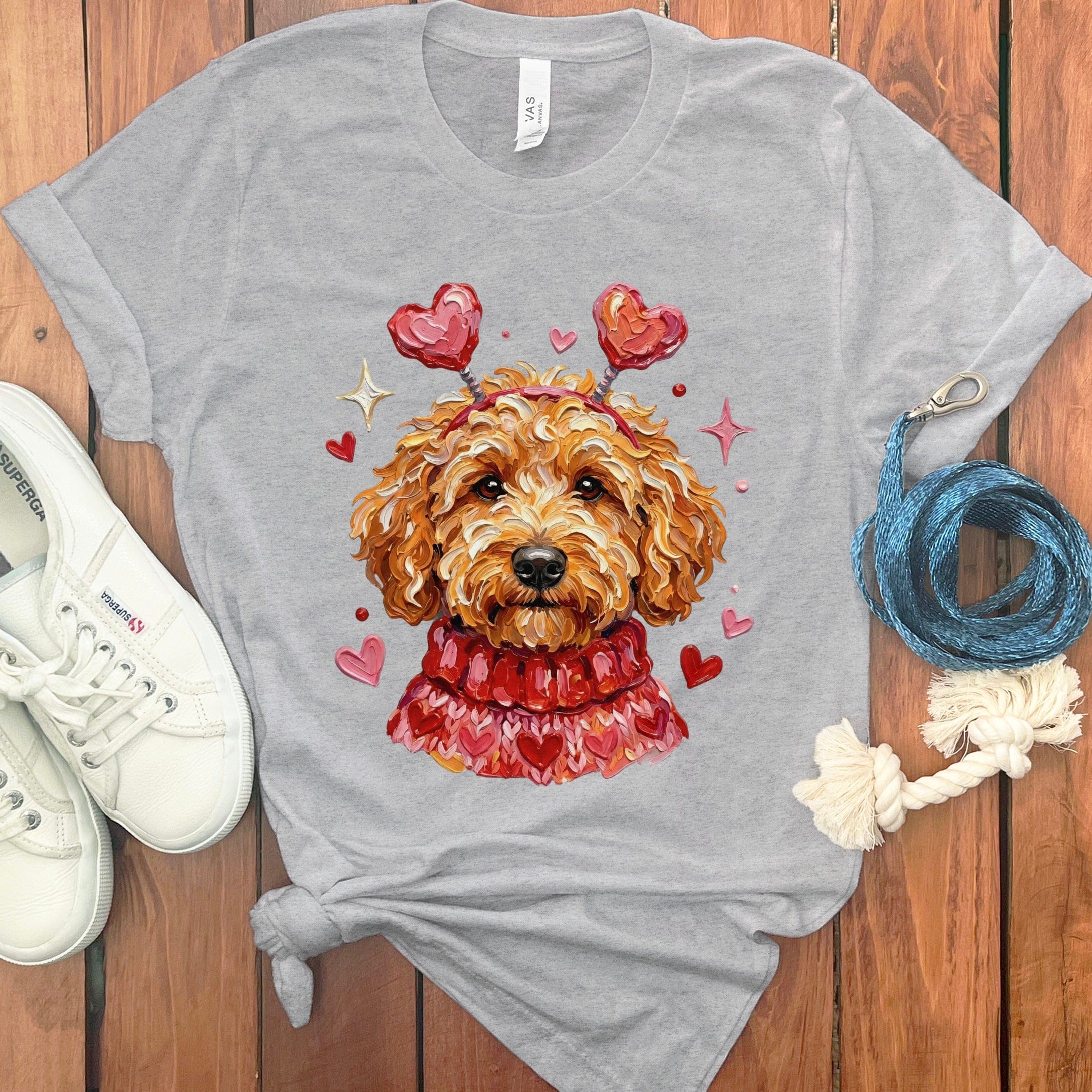 Apricot Doodle Valentine T-Shirt in Athletic Heather / S by Puppy Jo