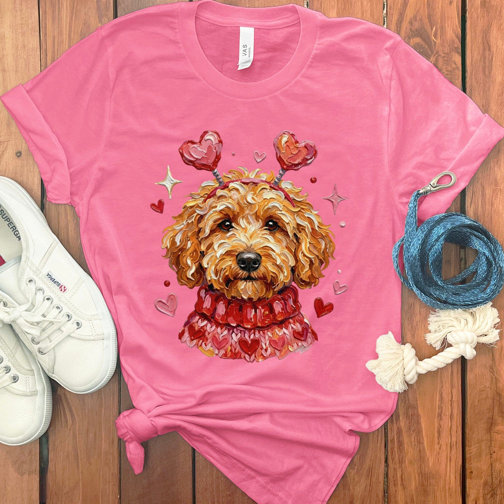Apricot Doodle Valentine T-Shirt in Charity Pink / S by Puppy Jo