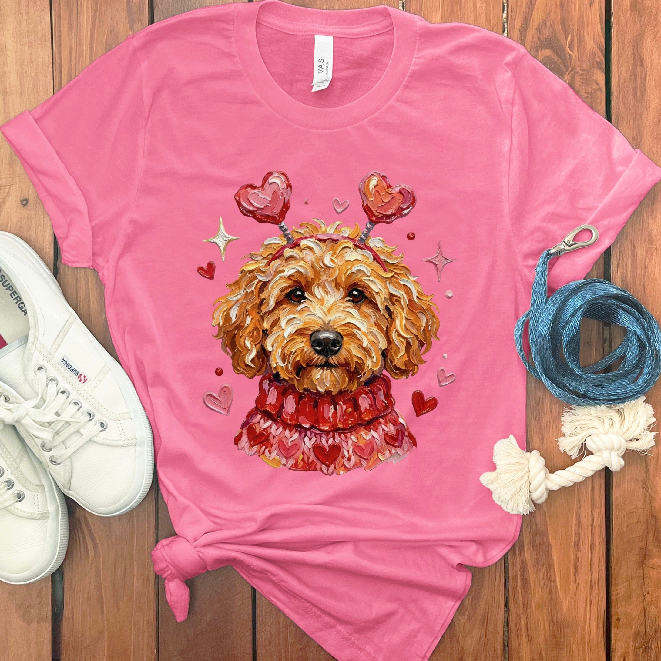 Apricot Doodle Valentine T-Shirt in Charity Pink / S by Puppy Jo