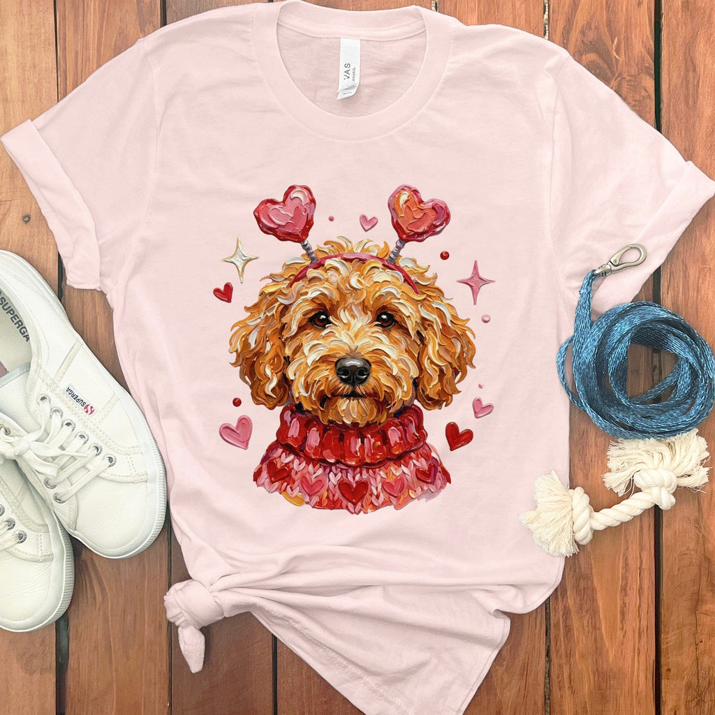 Apricot Doodle Valentine T-Shirt in Soft Pink / S by Puppy Jo