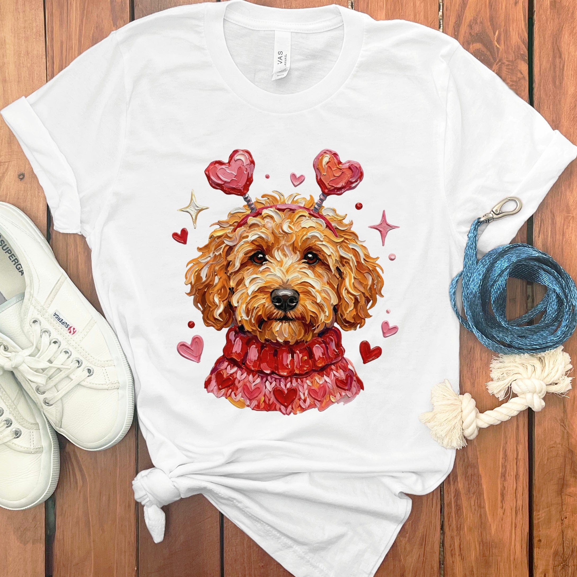 Apricot Doodle Valentine T-Shirt in White / S by Puppy Jo