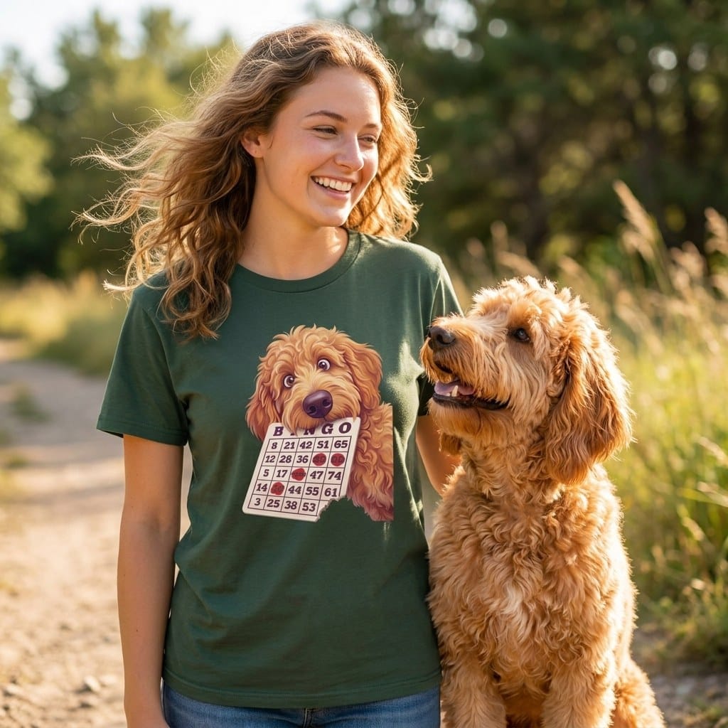Apricot Goldendoodle Bingo T-Shirt in by Puppy Jo