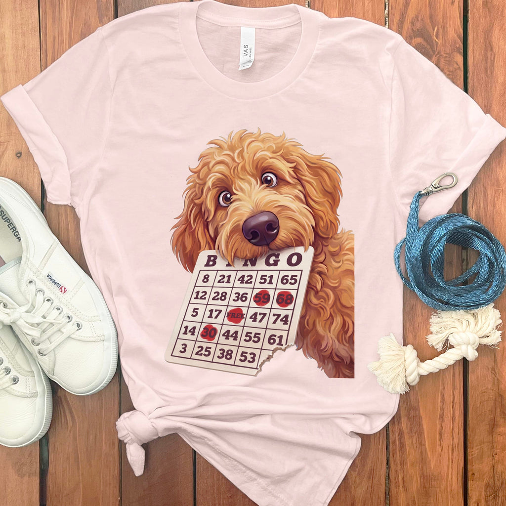 Apricot Goldendoodle Bingo T-Shirt in Soft Pink / S by Puppy Jo