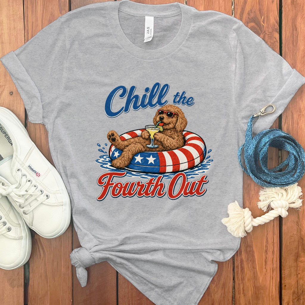 Apricot Goldendoodle Chill T-Shirt in Athletic Heather / S by Puppy Jo