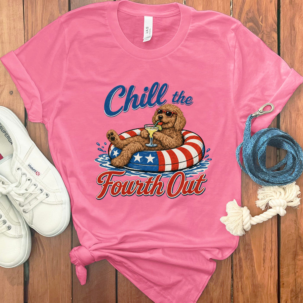 Apricot Goldendoodle Chill T-Shirt in Charity Pink / S by Puppy Jo