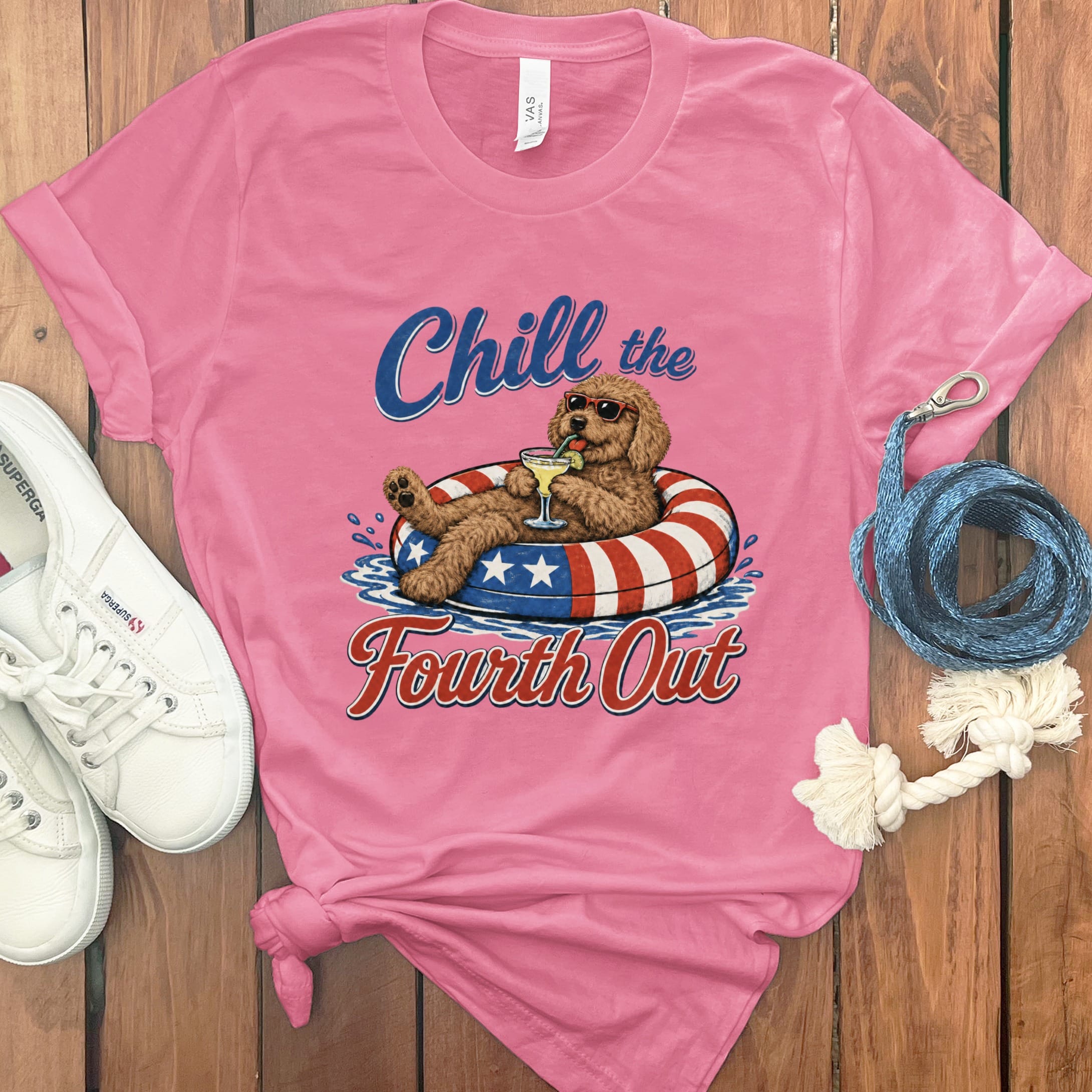 Apricot Goldendoodle Chill T-Shirt in Charity Pink / S by Puppy Jo