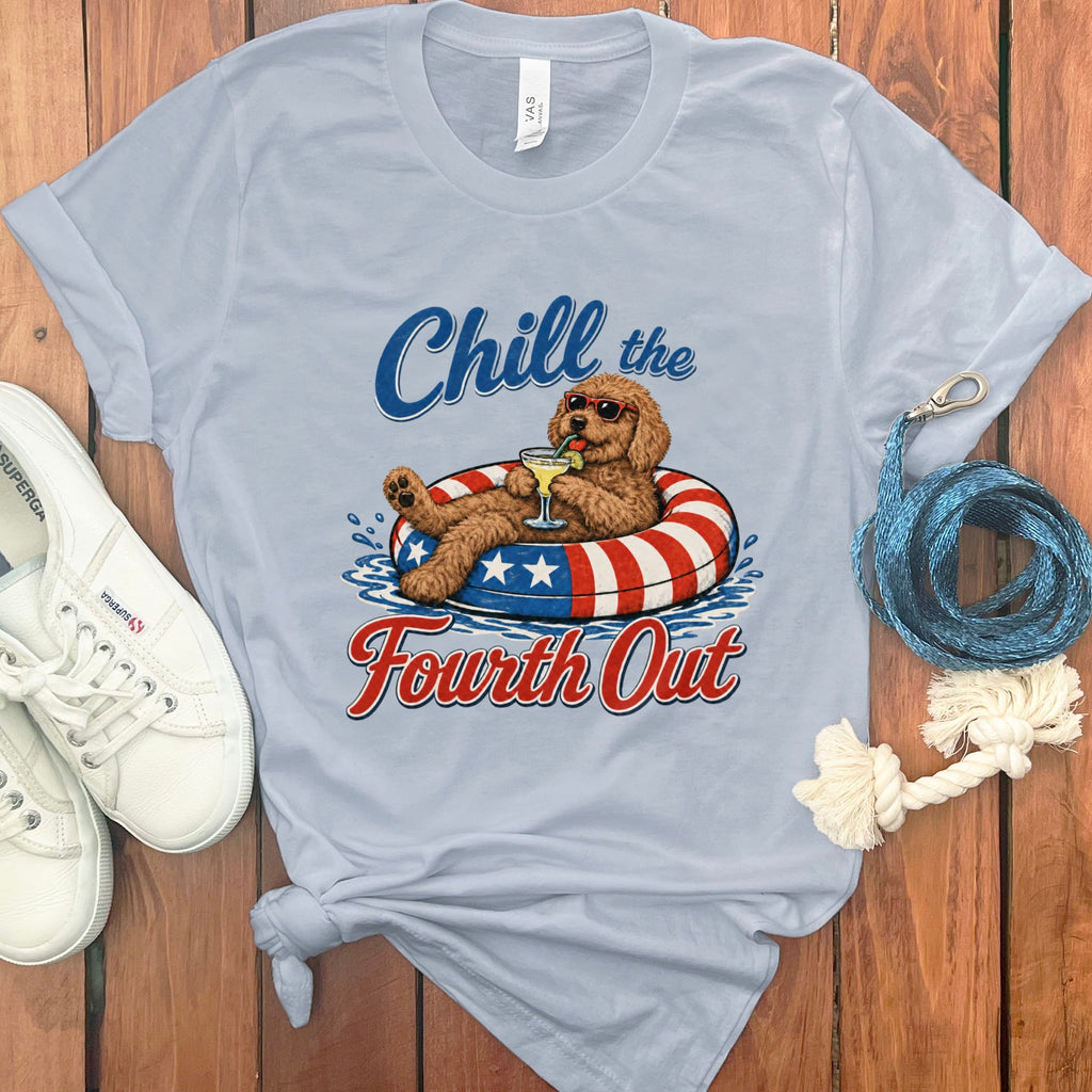 Apricot Goldendoodle Chill T-Shirt in Light Blue / S by Puppy Jo