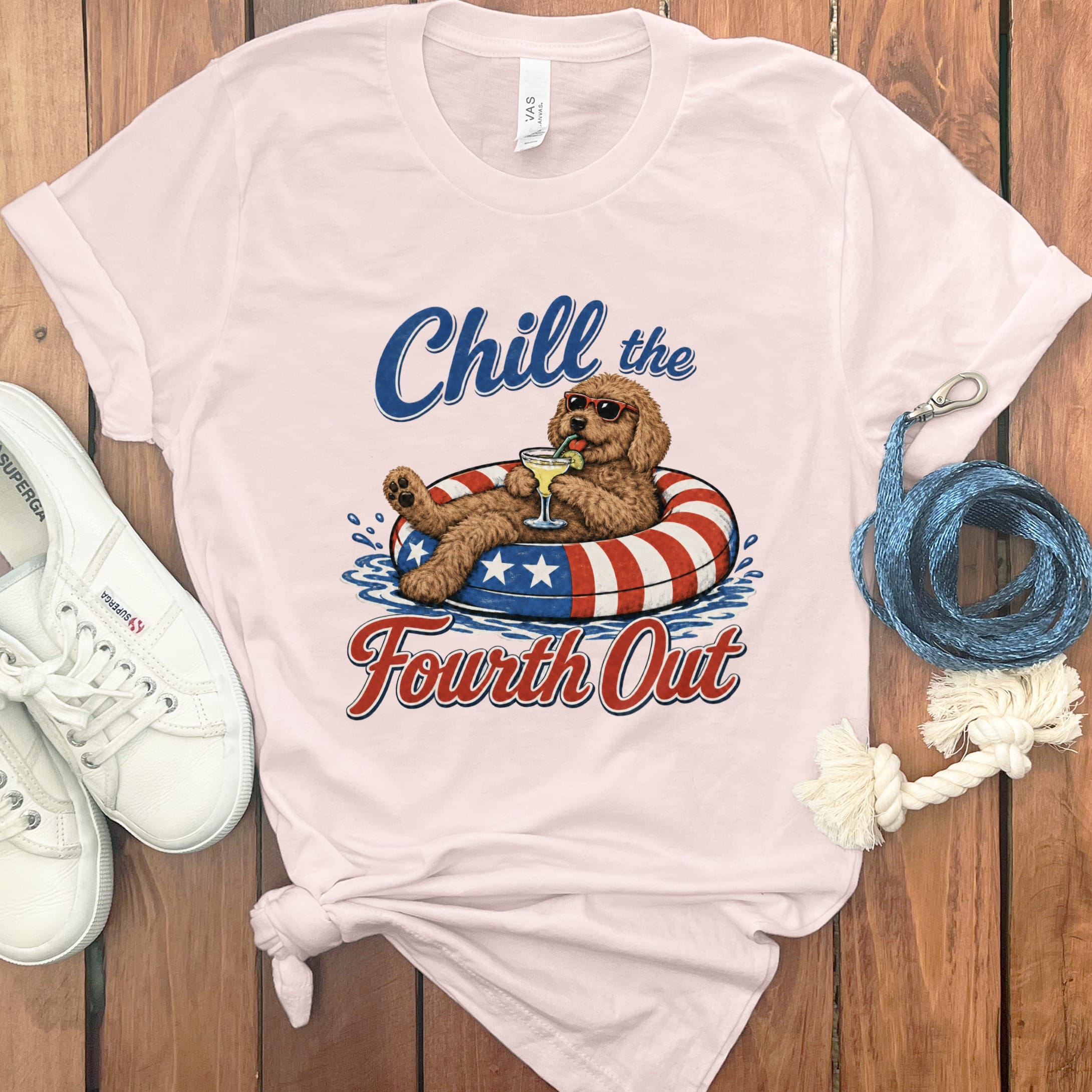 Apricot Goldendoodle Chill T-Shirt in Soft Pink / S by Puppy Jo