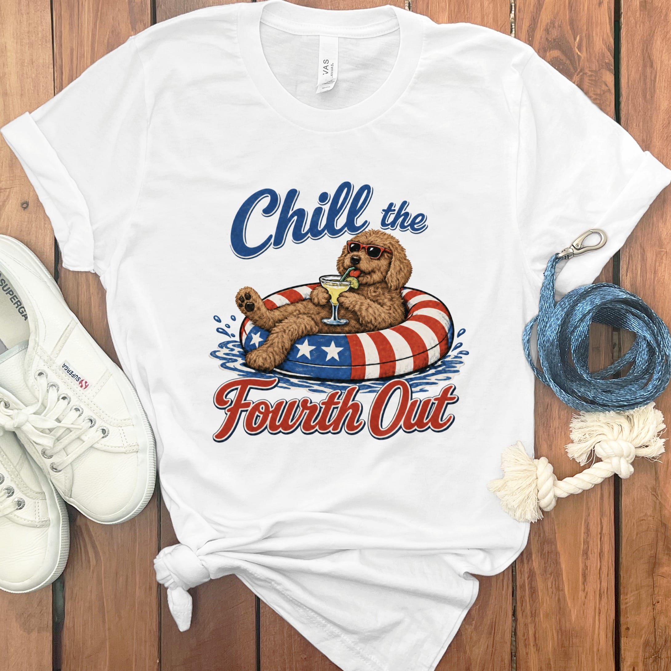 Apricot Goldendoodle Chill T-Shirt in White / S by Puppy Jo