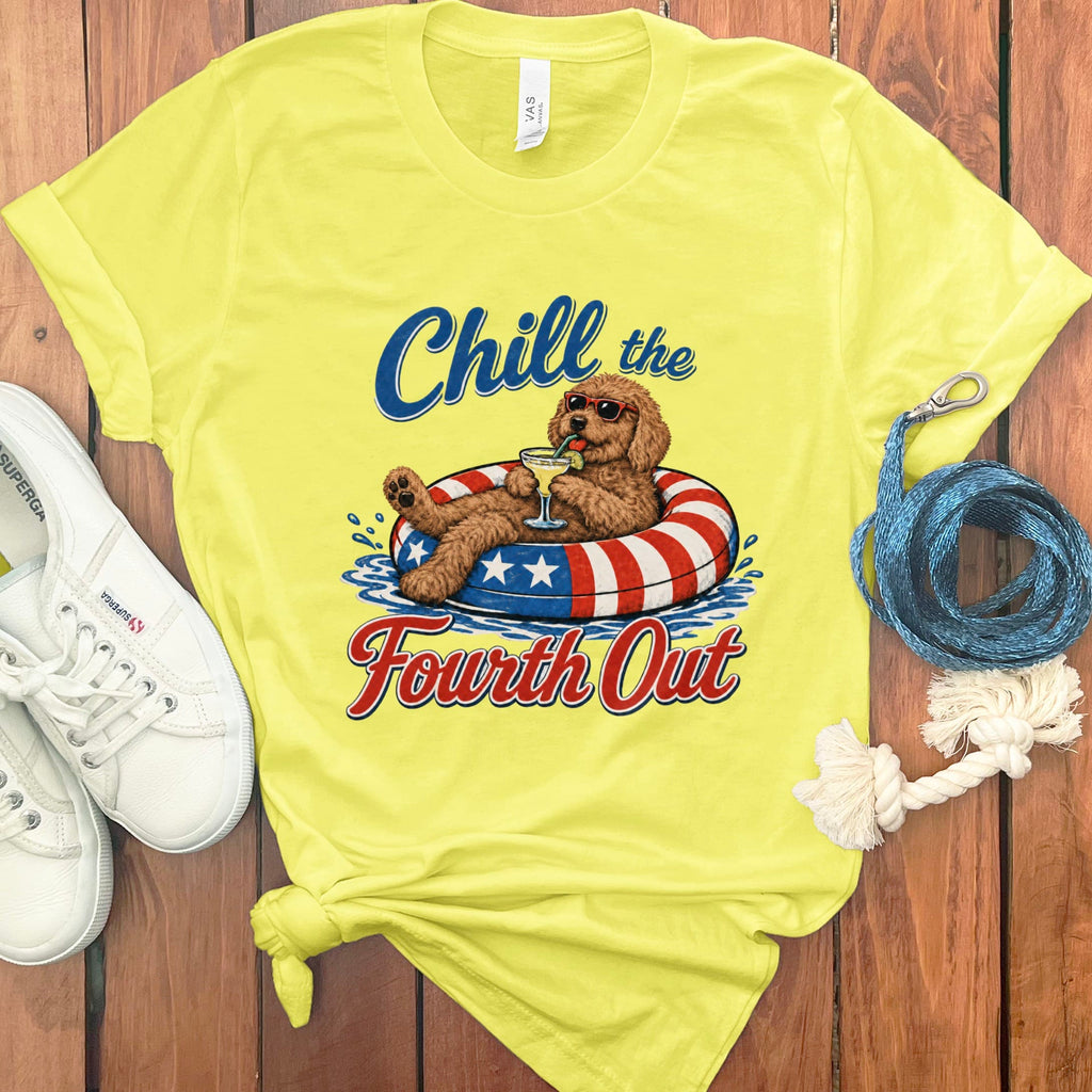Apricot Goldendoodle Chill T-Shirt in Yellow / S by Puppy Jo