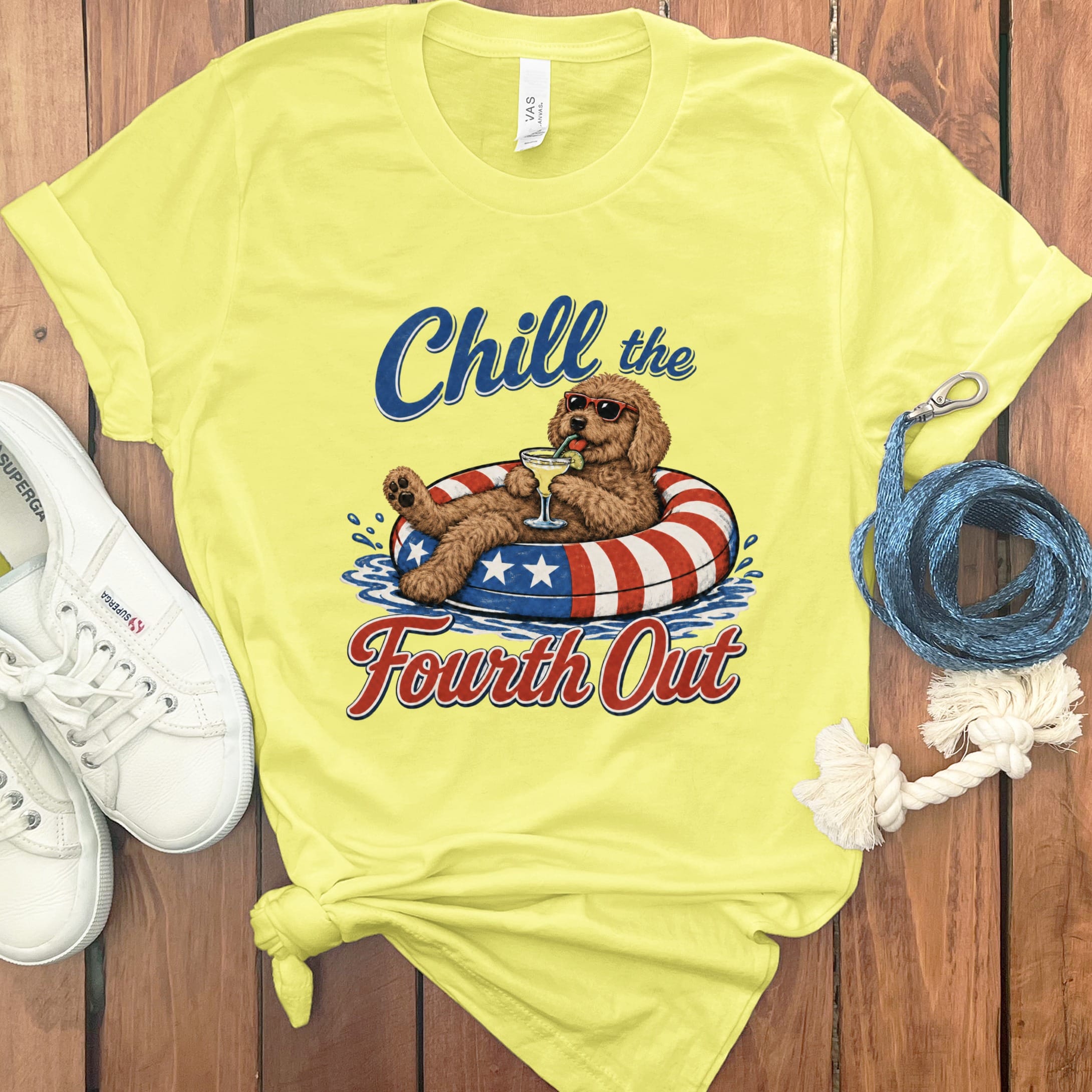 Apricot Goldendoodle Chill T-Shirt in Yellow / S by Puppy Jo