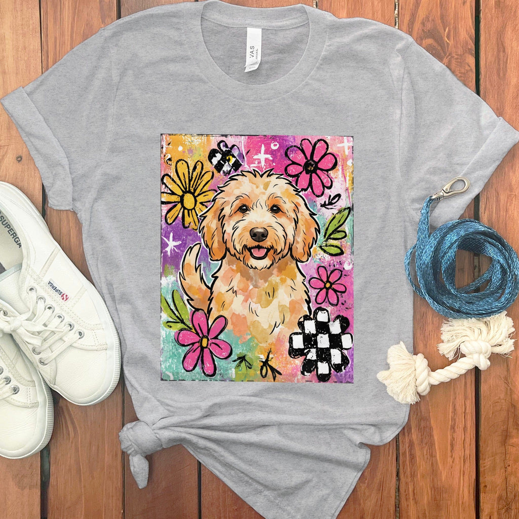 Apricot Goldendoodle Color Pop T-Shirt in Athletic Heather / S by Puppy Jo