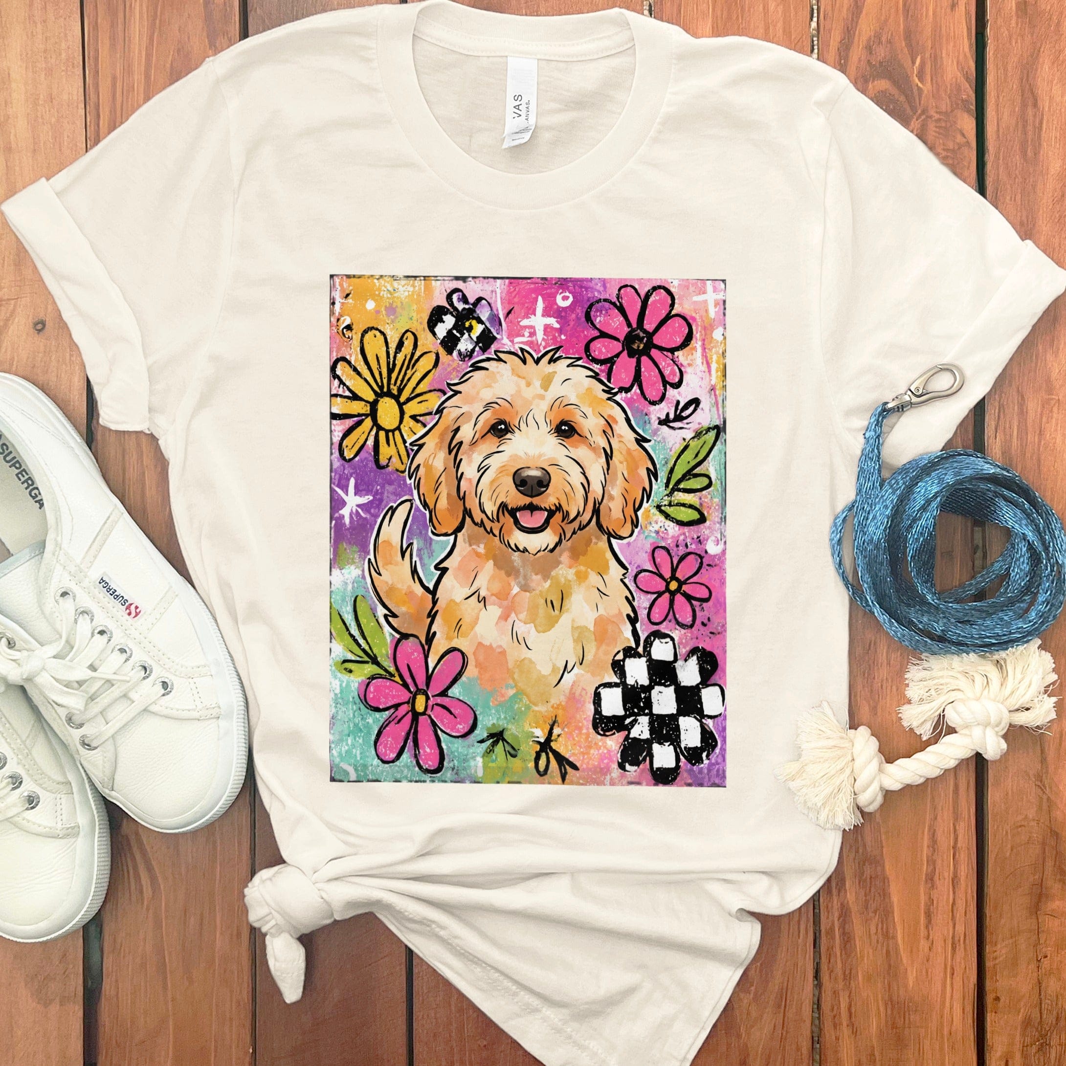 Apricot Goldendoodle Color Pop T-Shirt in Natural / S by Puppy Jo